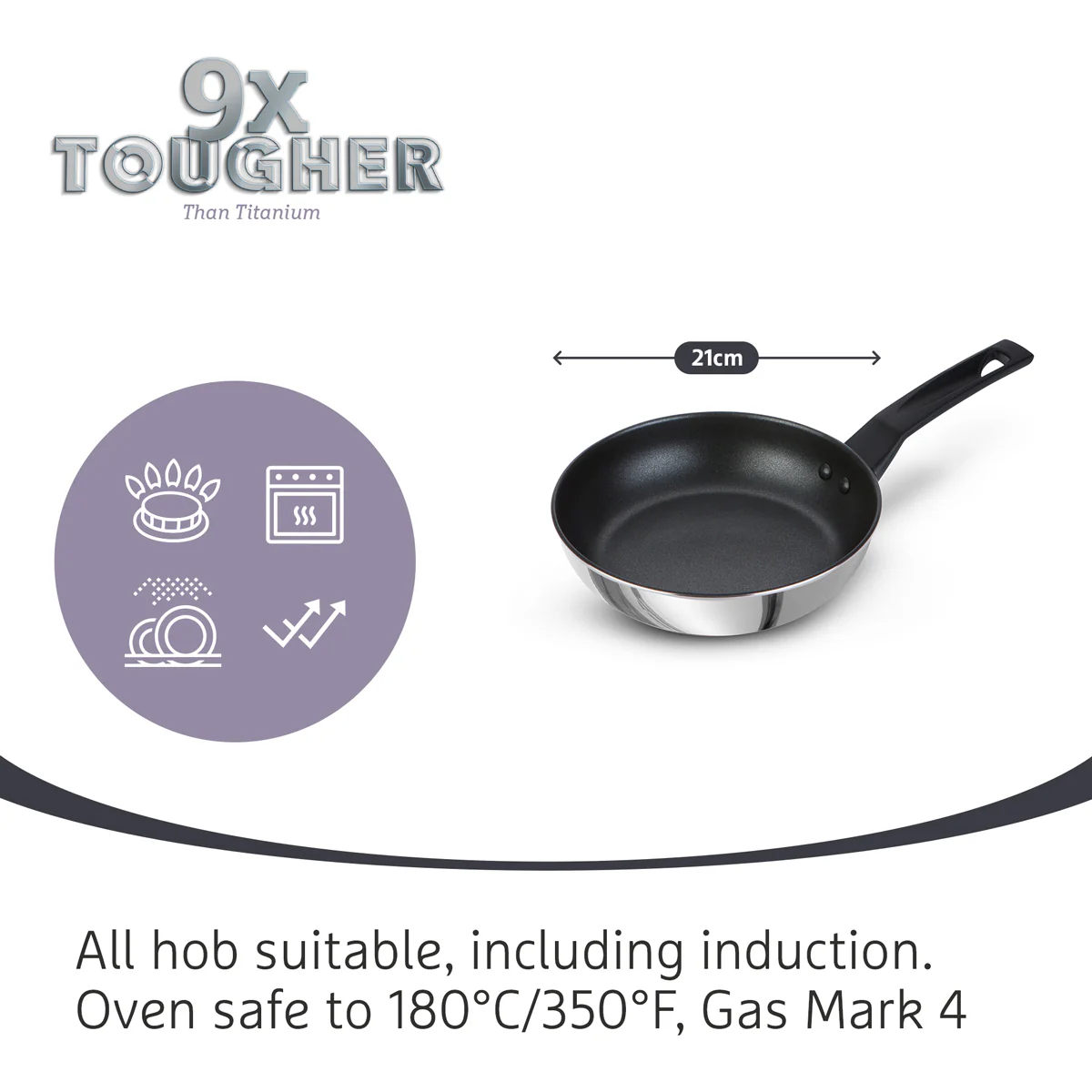 9 X Tougher: Non-Stick Stainless Steel Frying Pan - 4 Sizes - Image 5