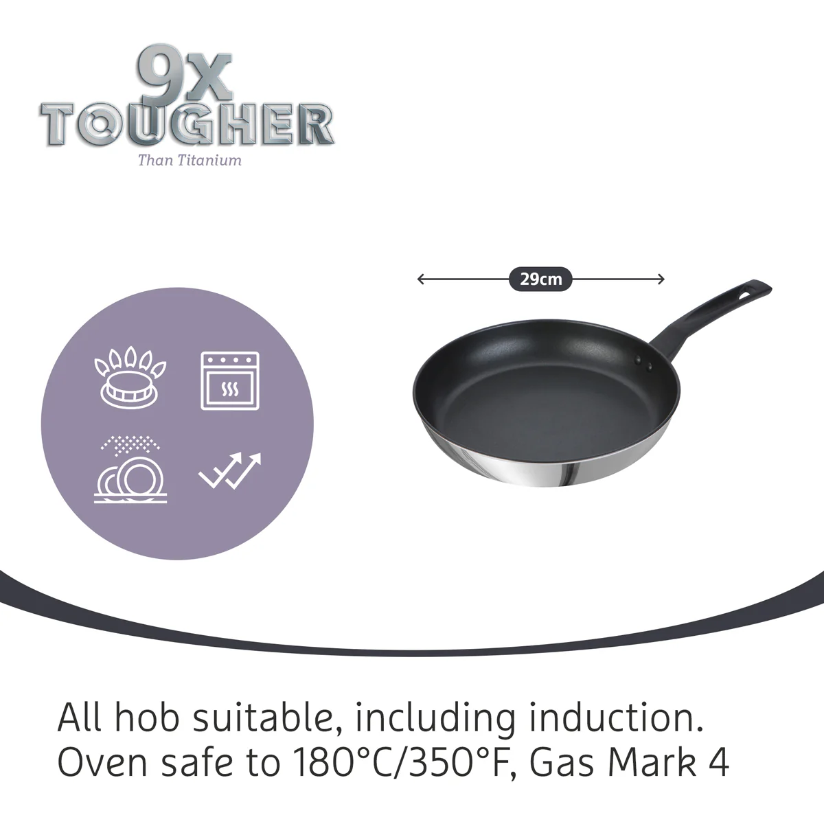 9 X Tougher: Non-Stick Stainless Steel Frying Pan - 4 Sizes - Image 6
