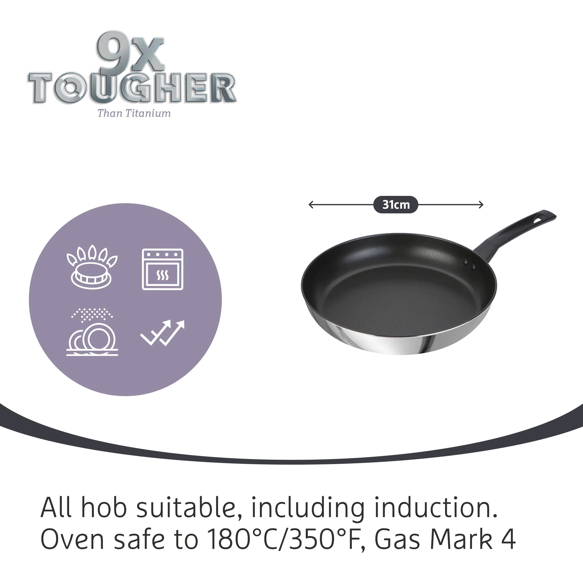 9 X Tougher: Non-Stick Stainless Steel Frying Pan - 4 Sizes - Image 8
