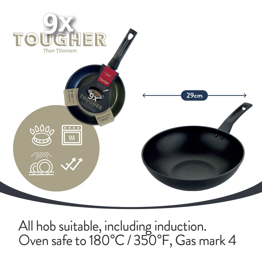 9 X Tougher: Non-Stick Stir Fry Wok - 29cm - Image 5