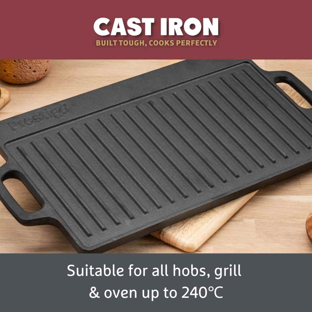 Cast Iron: Double Griddle Pan & Burger Grill Press - 2 Pieces - Image 9