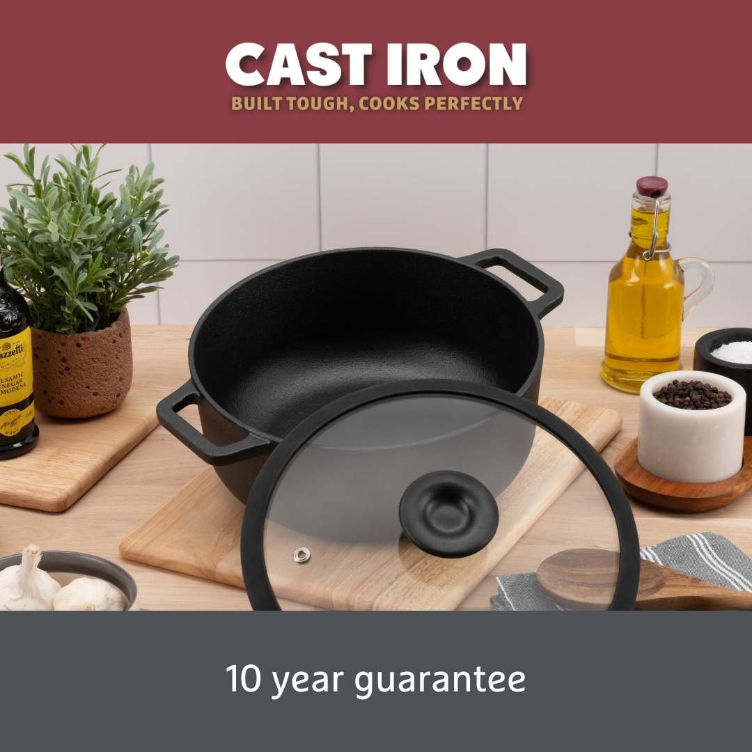 Cast Iron: Casserole & Glass Lid - 4.6L/24cm - Image 4