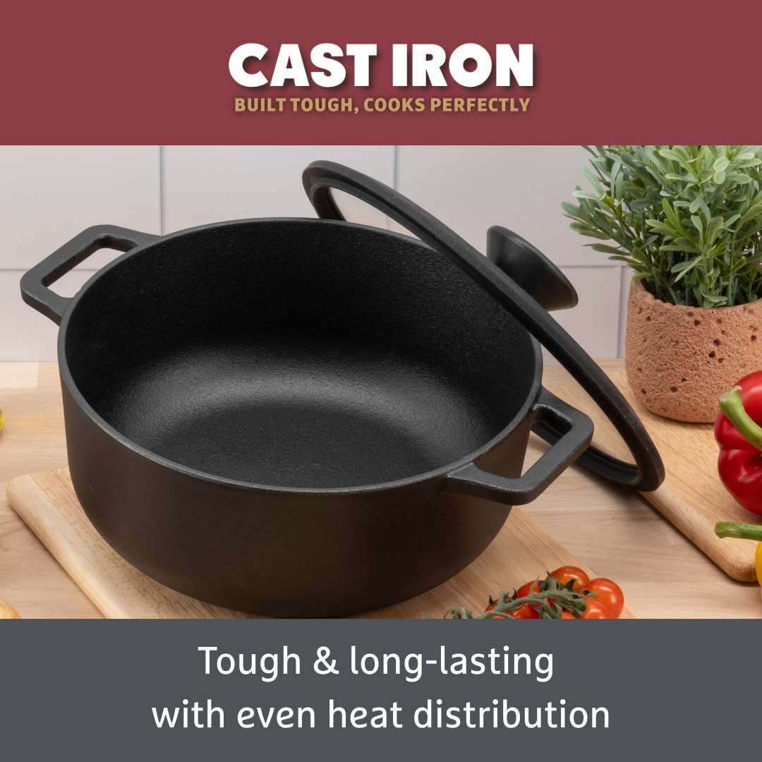 Cast Iron: Casserole & Glass Lid - 4.6L/24cm - Image 5