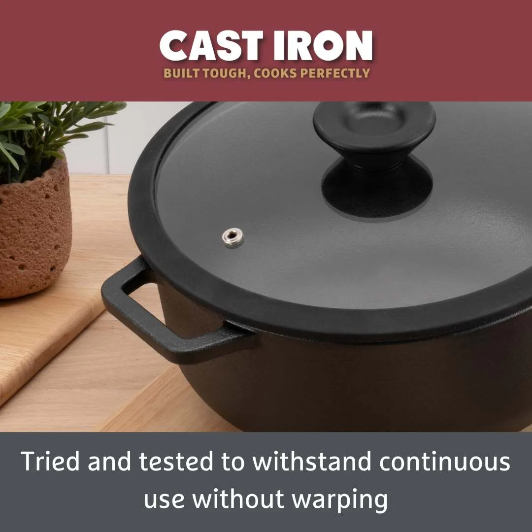 Cast Iron: Casserole & Glass Lid - 4.6L/24cm - Image 8