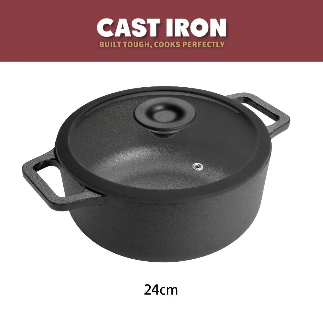 Cast Iron: Casserole & Glass Lid - 4.6L/24cm - Image 9