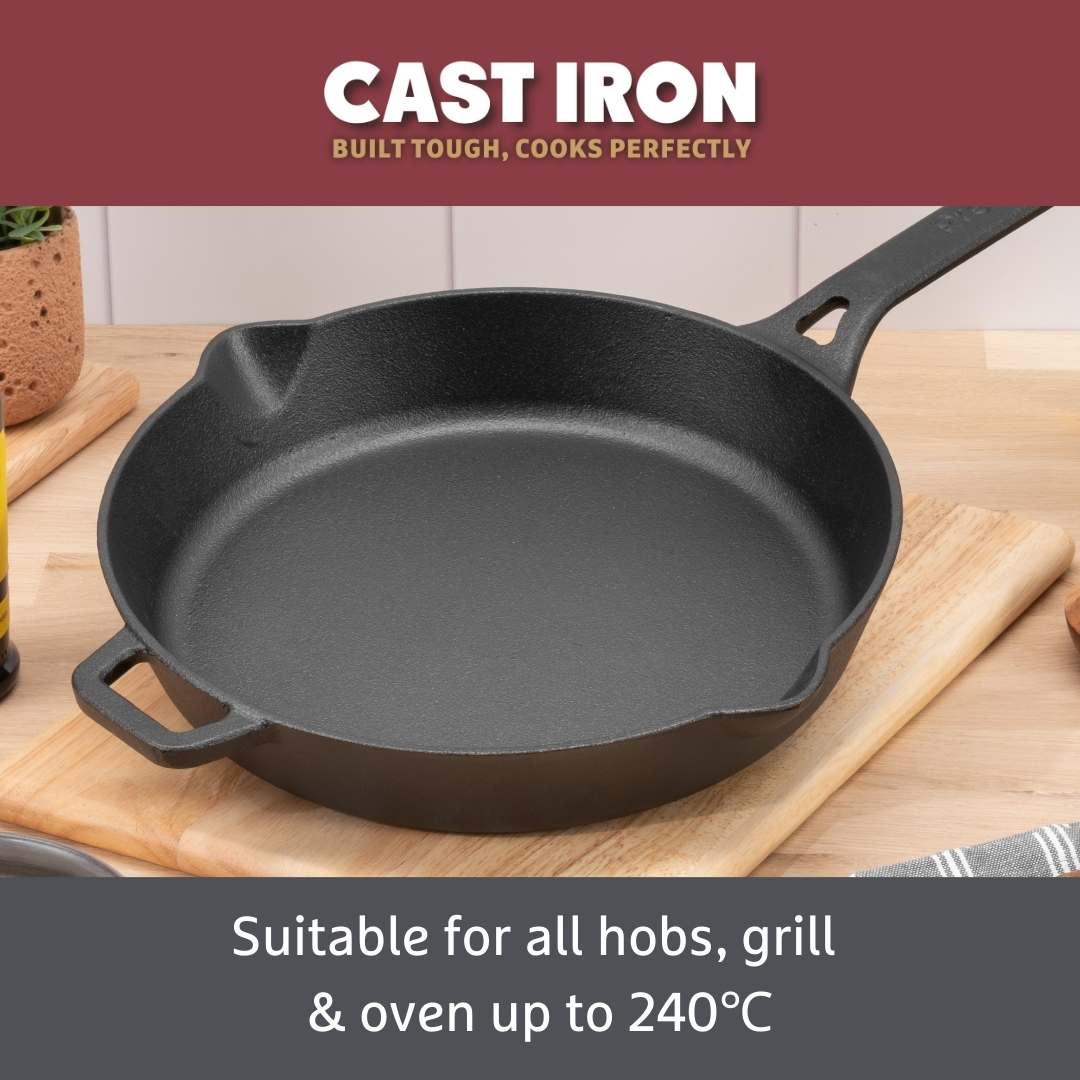 Cast Iron: Frying Pan & Grill Pan Set - 3 Pieces - Image 3