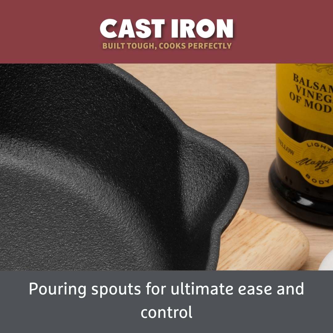 Cast Iron: Casserole & Glass Lid - 5.7L, Frying Pan & Grill Pan Set - 3 Pieces - Image 3