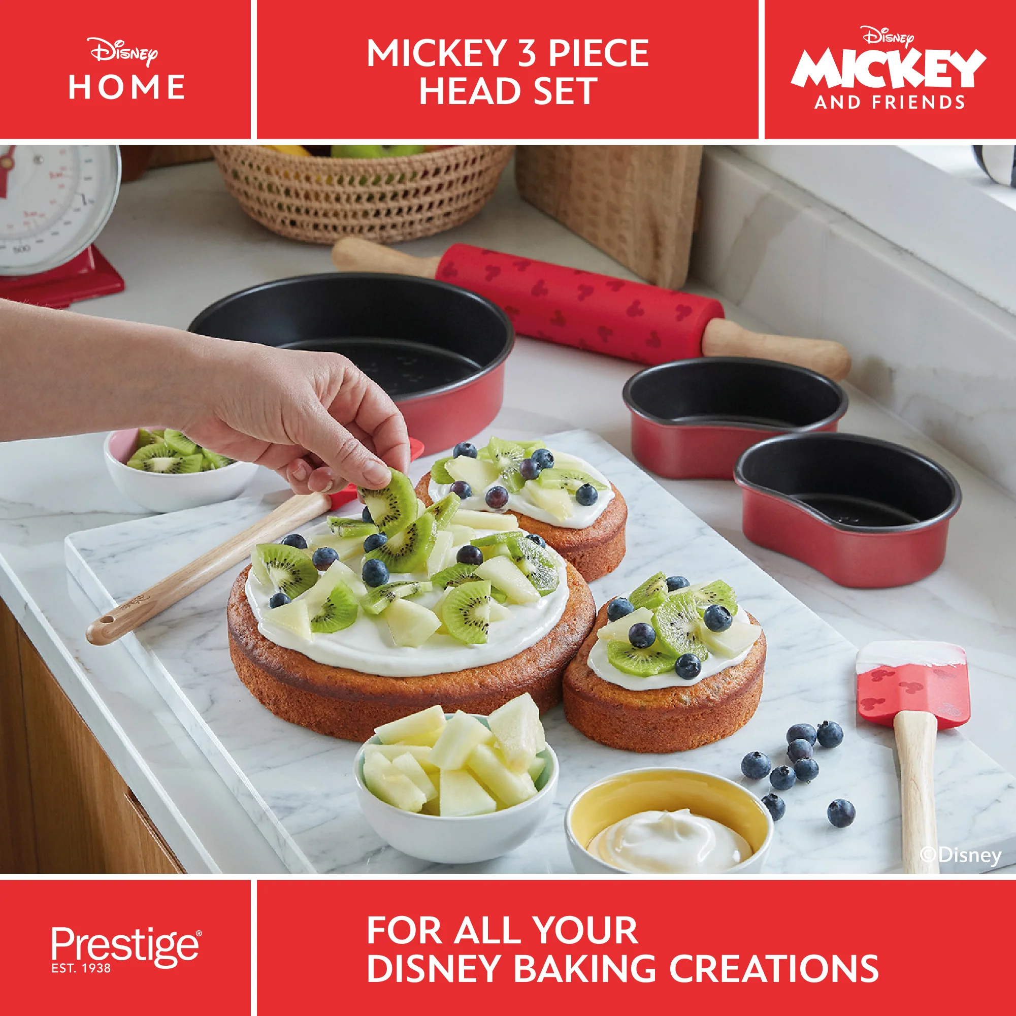 Disney Bake with Mickey: Non-Stick Mickey Head Cake Tins - 3 Piece - Image 6