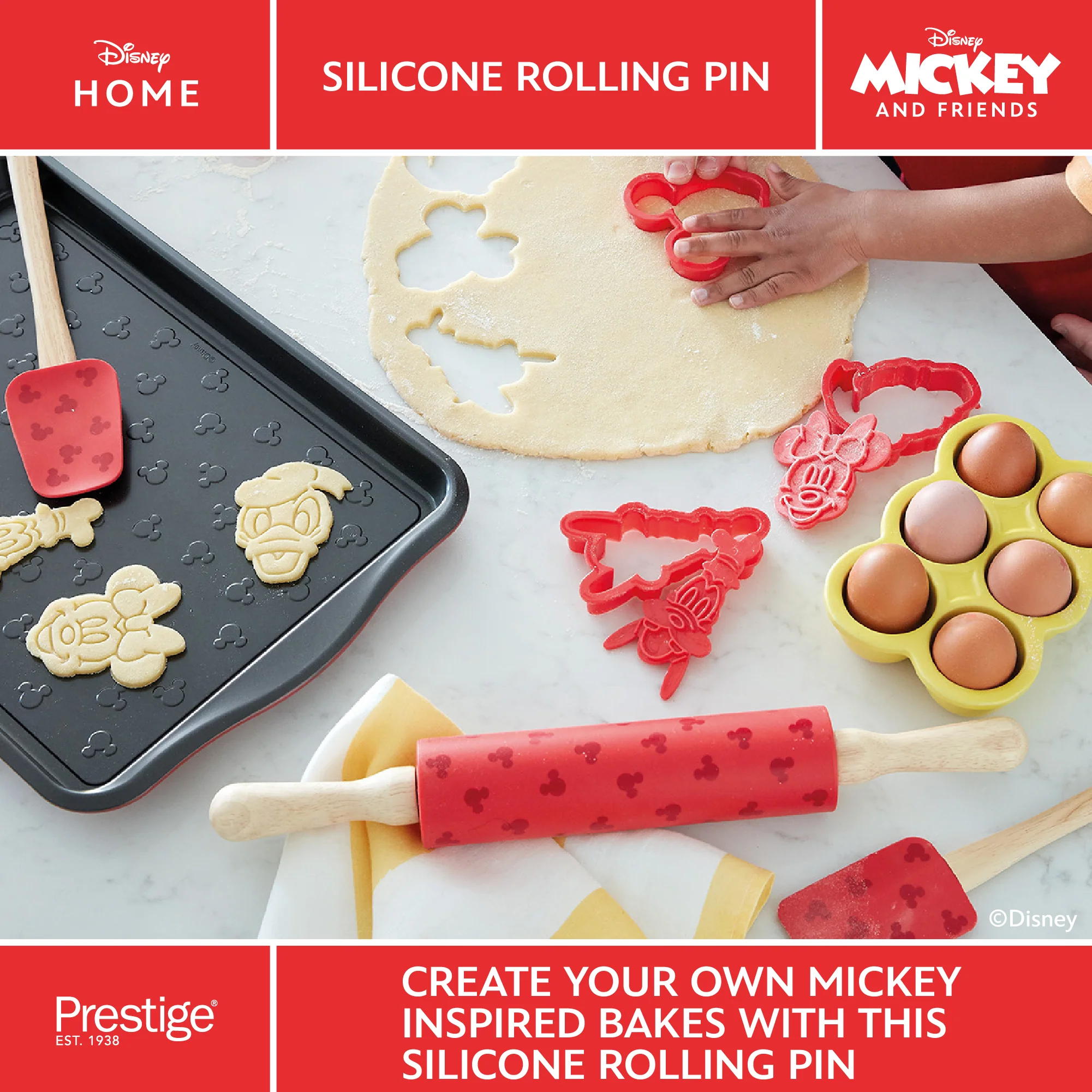 Disney Bake with Mickey: Silicone Rolling Pin with Wooden Handles - Image 3