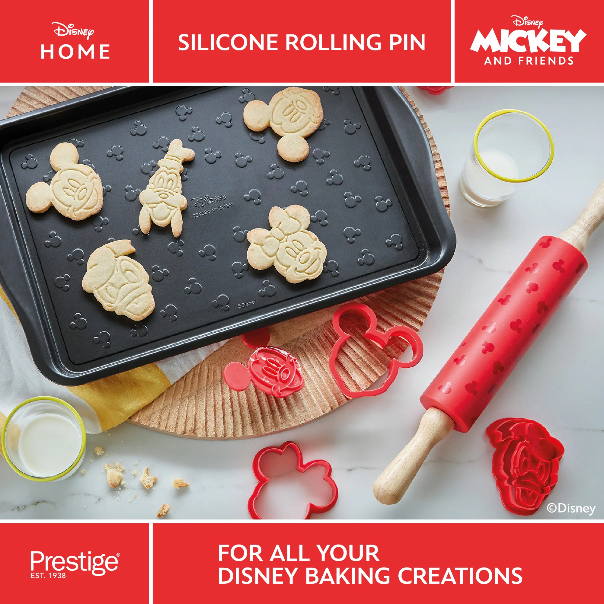 Disney Bake with Mickey: Silicone Rolling Pin with Wooden Handles - Image 6