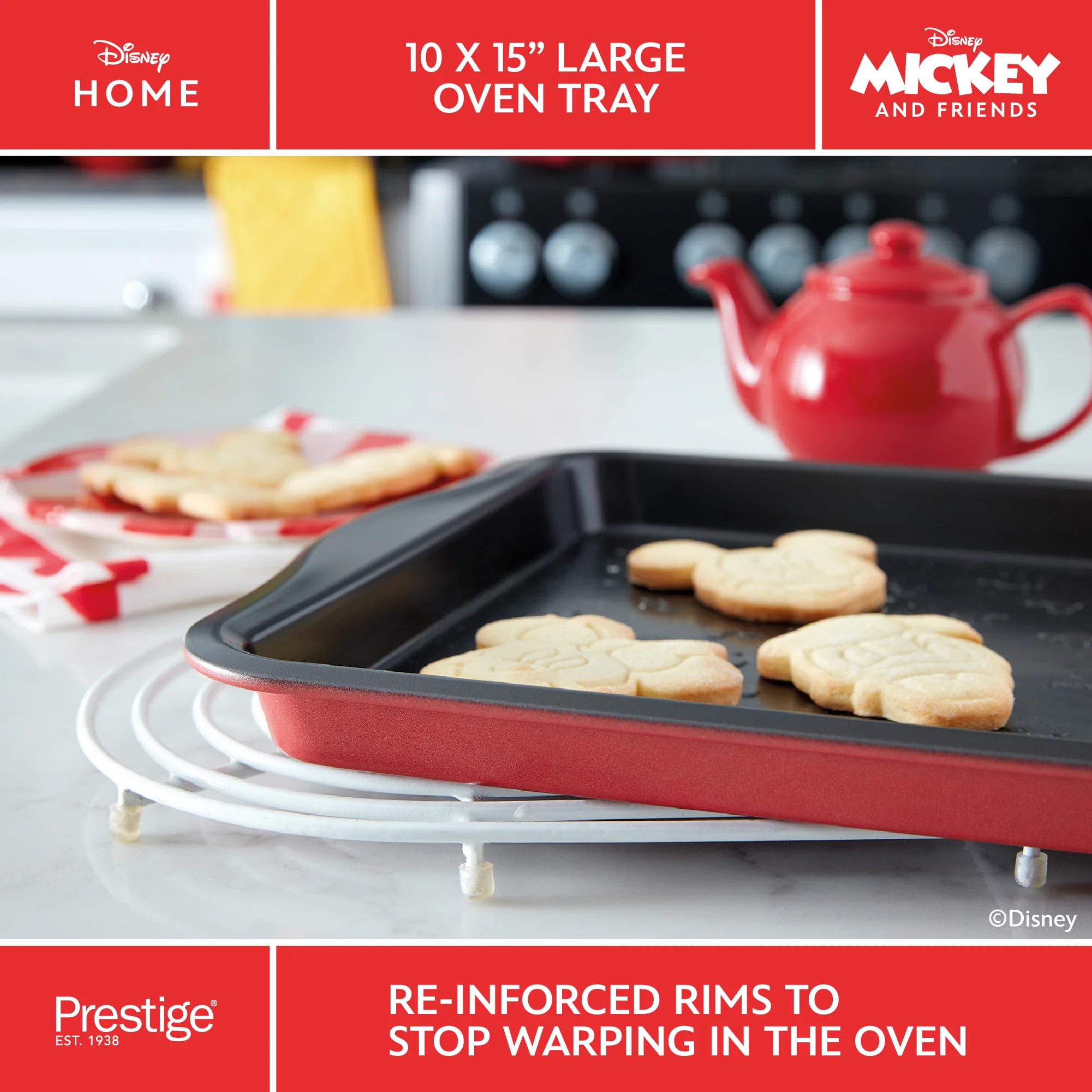Disney Bake with Mickey: Large Non-Stick Oven Tray - 25cm x 38cm - Image 3