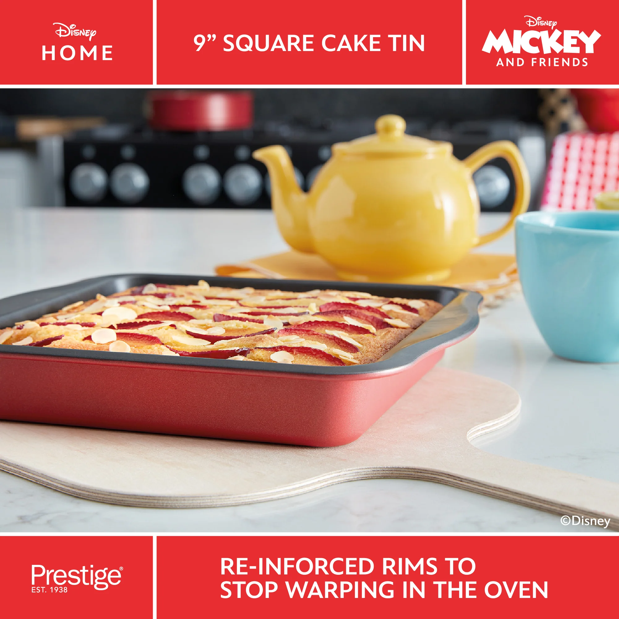 Disney Bake with Mickey: Non-Stick Square Cake Tin - 23cm x 23cm - Image 4