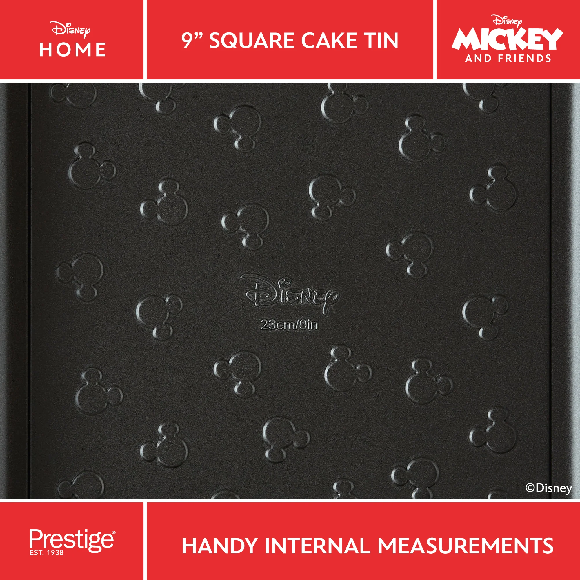 Disney Bake with Mickey: Non-Stick Square Cake Tin - 23cm x 23cm - Image 5