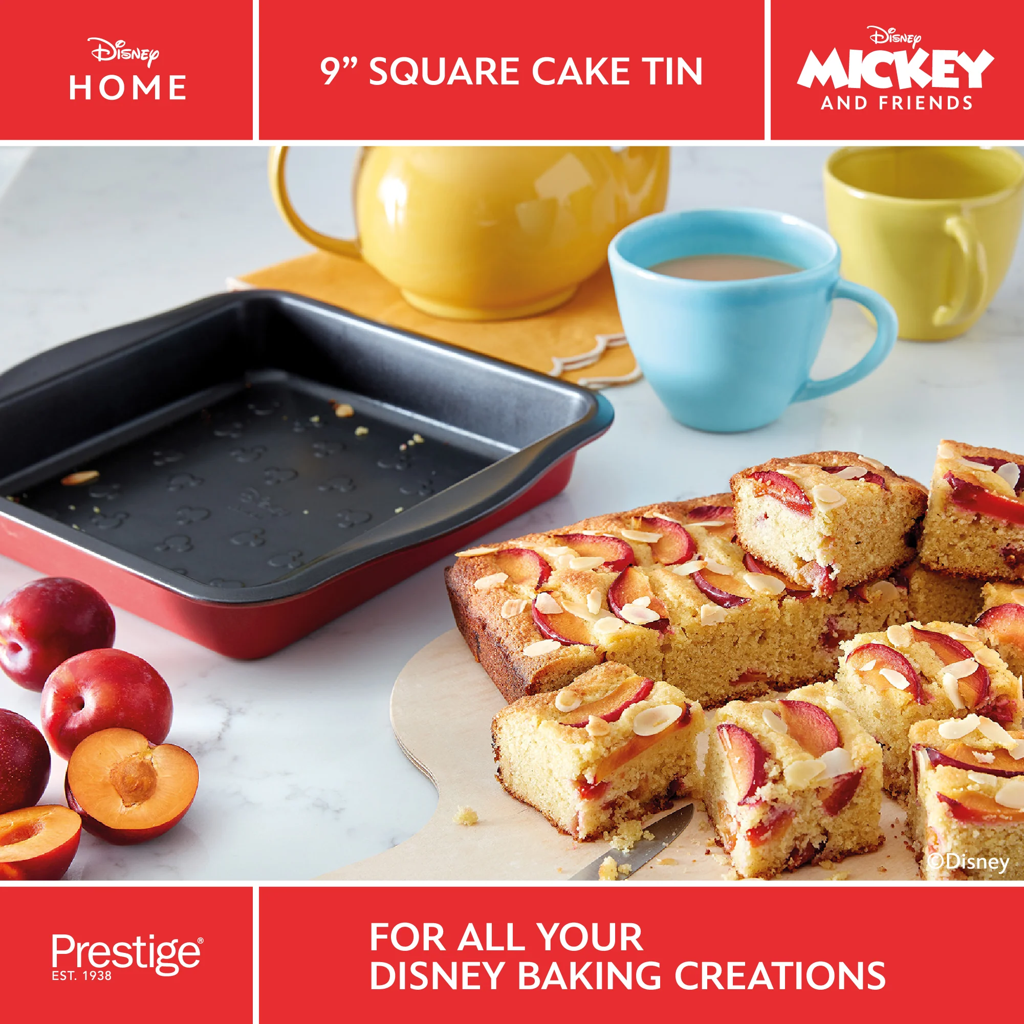 Disney Bake with Mickey: Non-Stick Square Cake Tin - 23cm x 23cm - Image 6