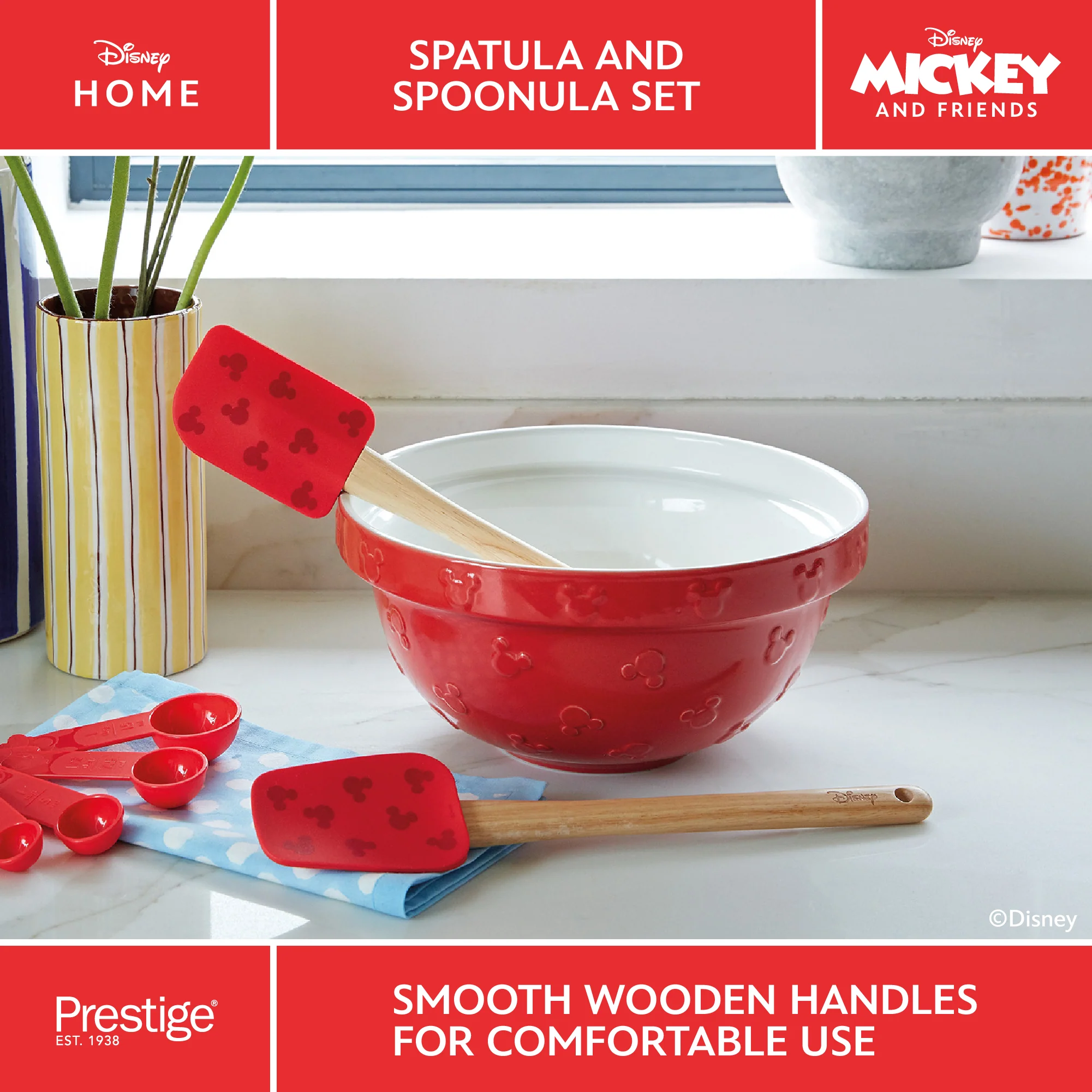 Disney Bake with Mickey: Silicone Spatula Set of 2 with Wooden Handles - Image 4