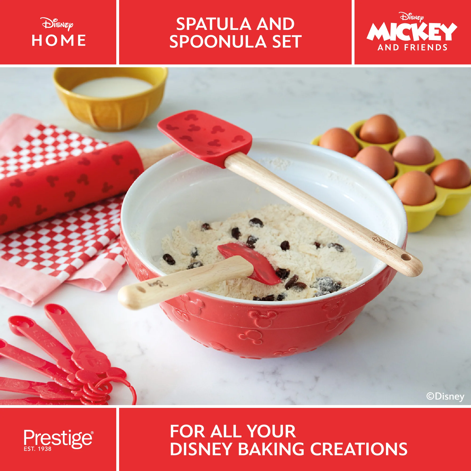 Disney Bake with Mickey: Silicone Spatula Set of 2 with Wooden Handles - Image 6