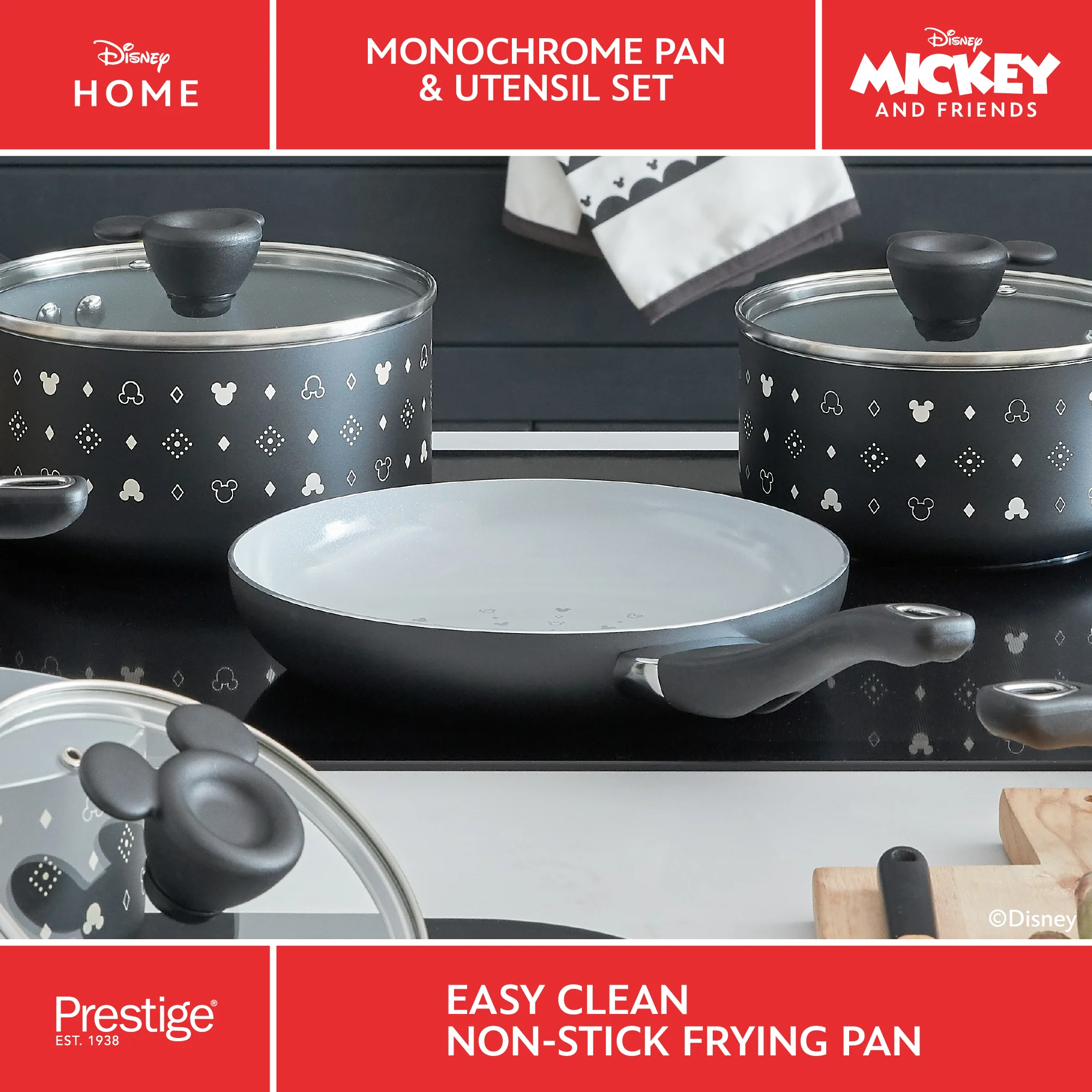 Disney Monochrome Ceramic Non-Stick Pancake Pan & Utensil Set - Image 3