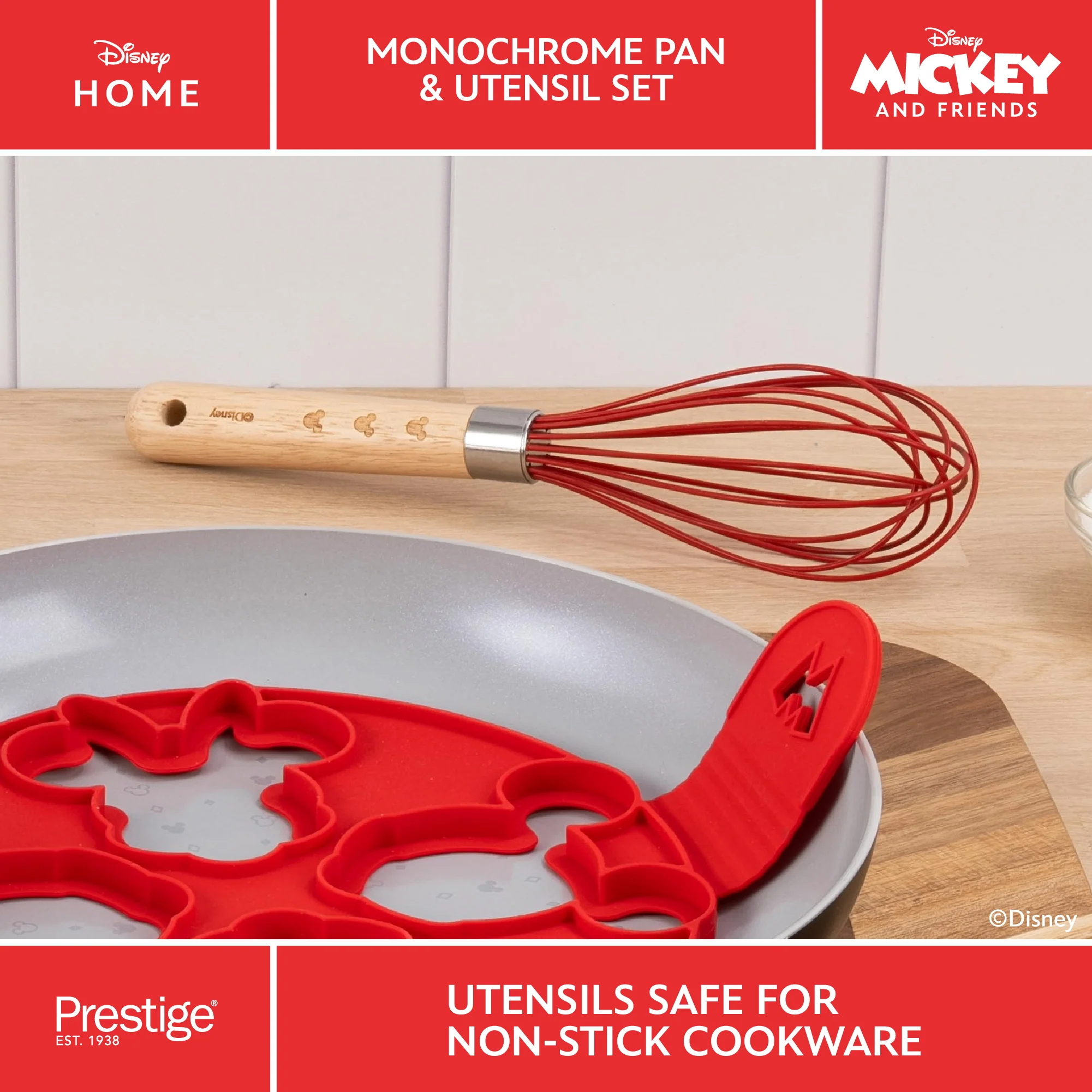 Disney Monochrome Ceramic Non-Stick Pancake Pan & Utensil Set - Image 5