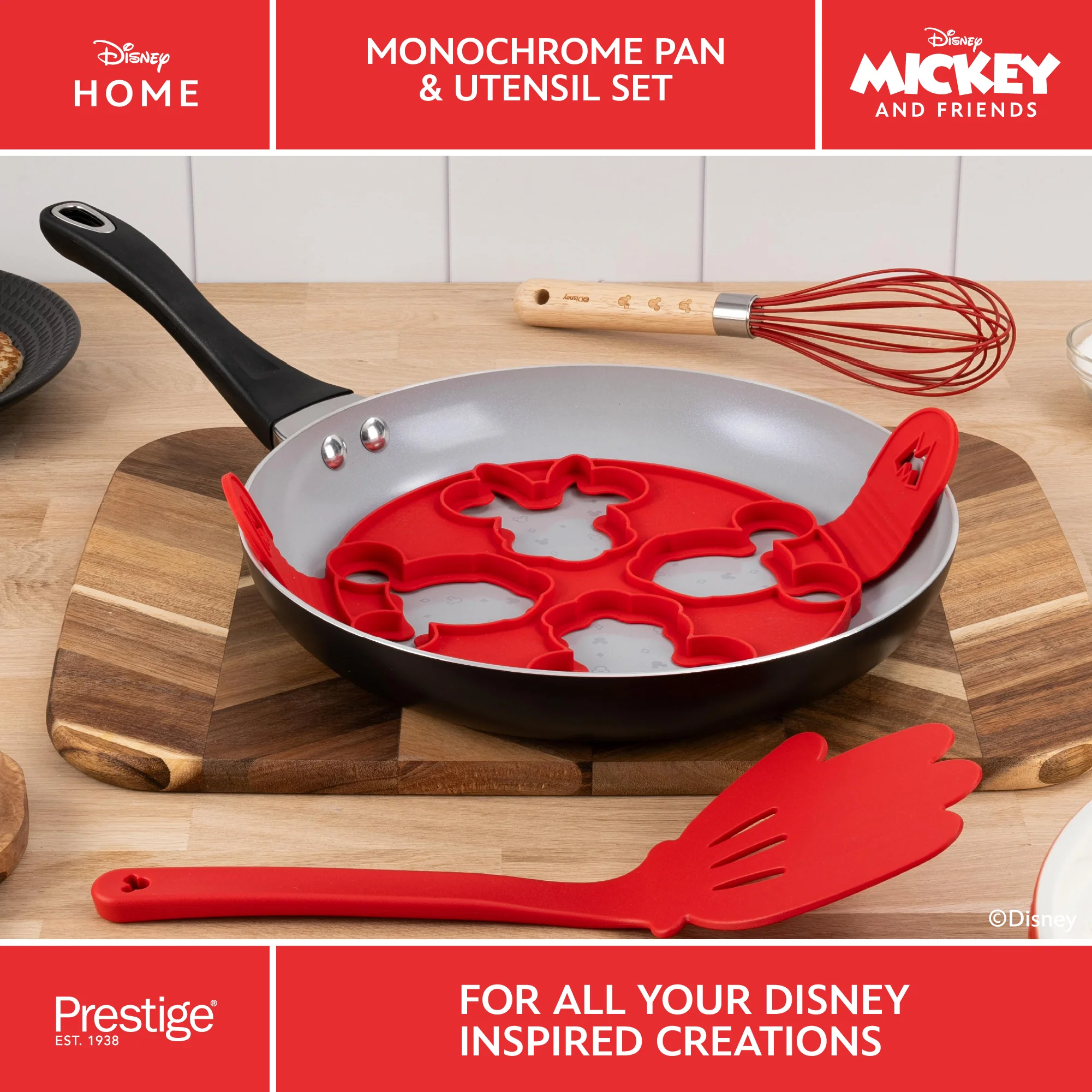 Disney Monochrome Ceramic Non-Stick Pancake Pan & Utensil Set - Image 6