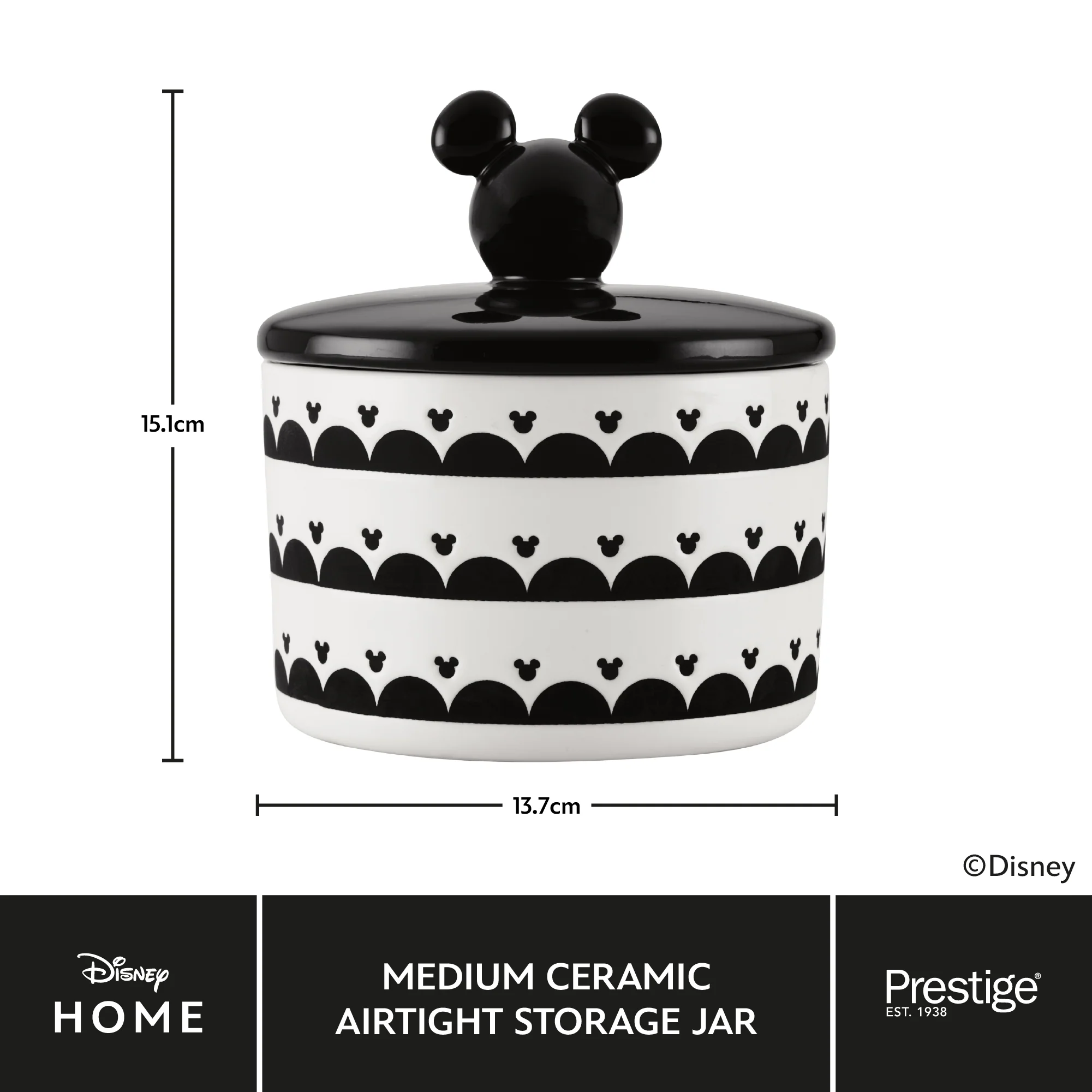 Disney Monochrome Mickey Mouse: Ceramic Airtight Storage Jar - 3 Sizes - Image 6
