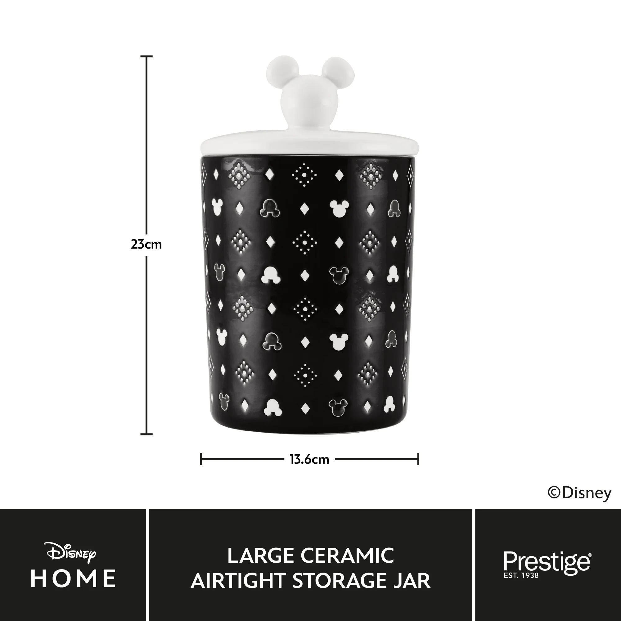 Disney Monochrome Mickey Mouse: Ceramic Airtight Storage Jar - 3 Sizes - Image 8