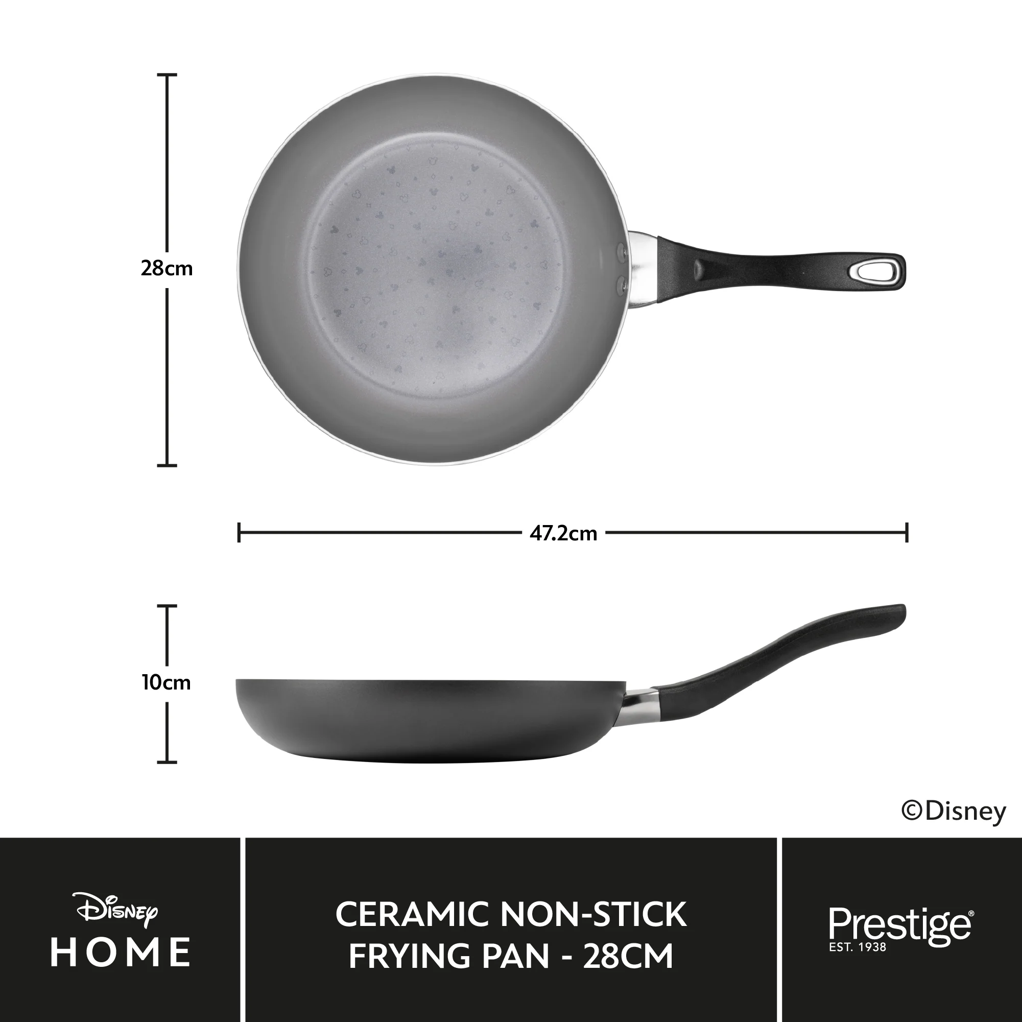 Disney Monochrome Mickey Mouse: Ceramic Non-Stick Frying Pan - Two Sizes - Image 7