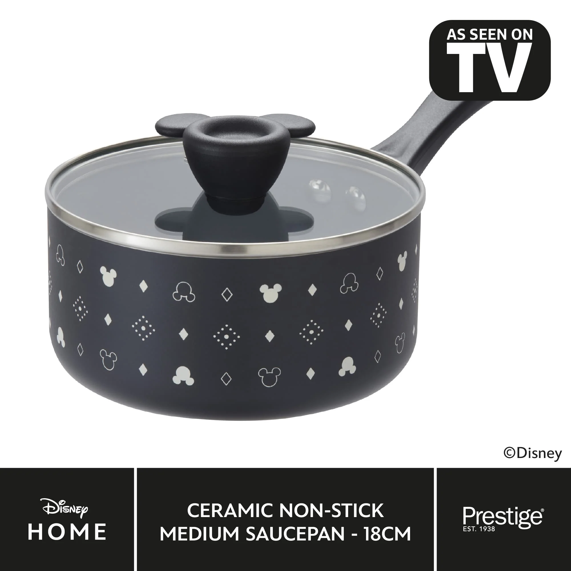 Disney Monochrome Mickey Mouse: Ceramic Non-Stick Saucepan & Lid - Image 10