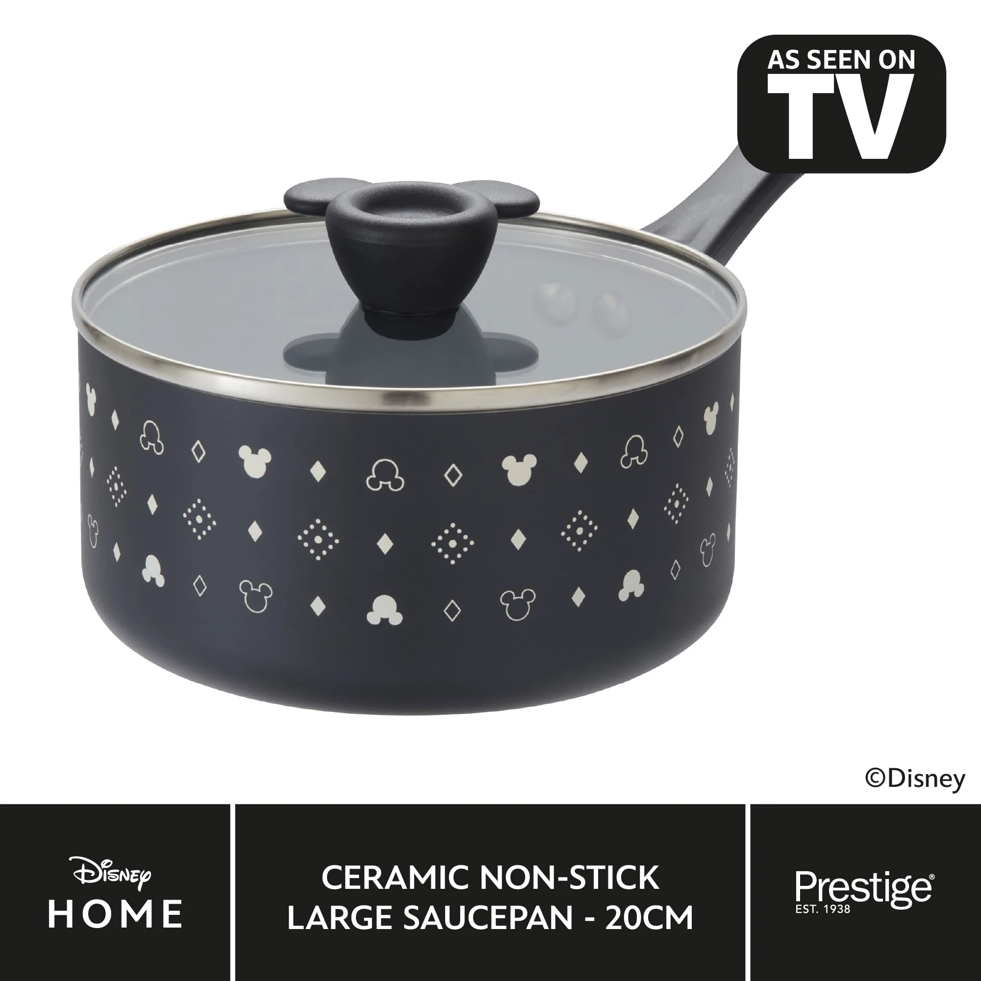 Disney Monochrome Mickey Mouse: Ceramic Non-Stick Saucepan & Lid - Image 11