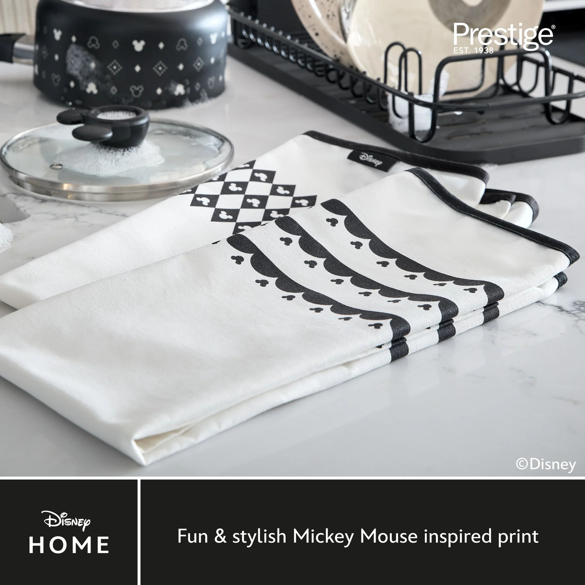 Disney Monochrome Mickey Mouse: Tea Towel Set - 2 Pieces - Image 4