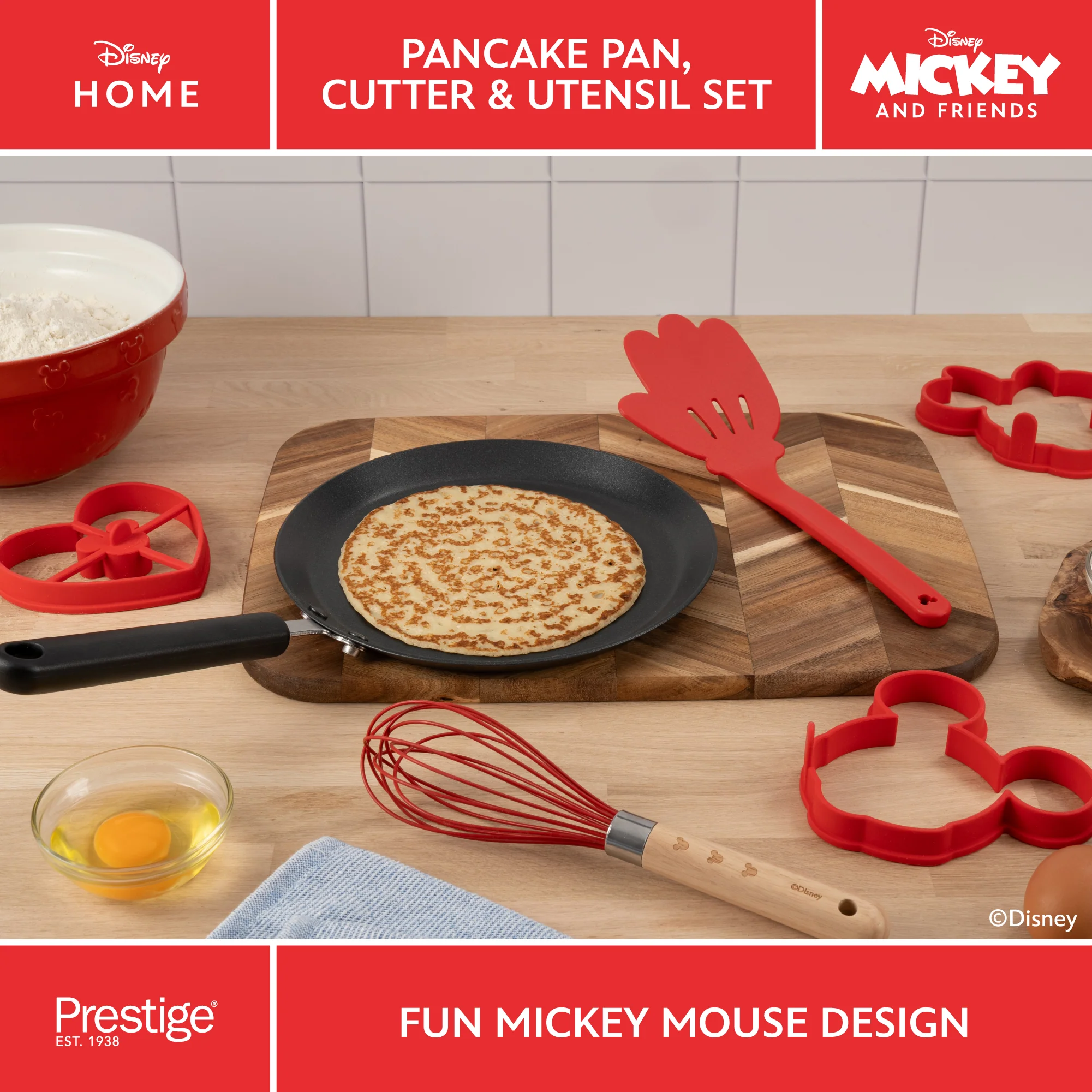 Disney Non-Stick Pancake Pan, Cutter & Utensil Set - Image 3