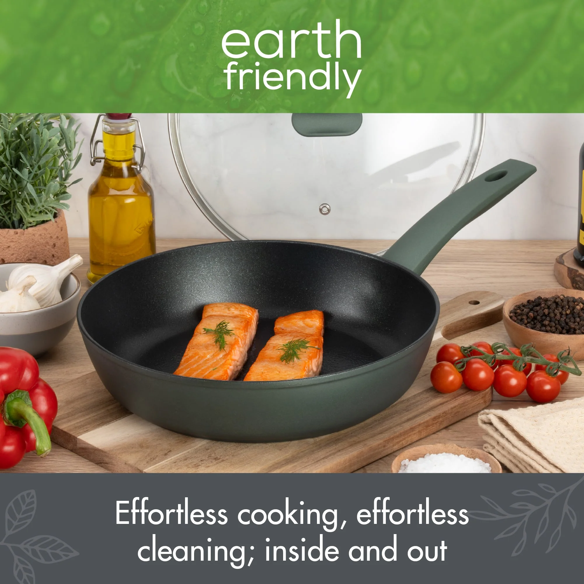 Earth Friendly: Non-Stick Induction Chefs Pan & Lid - 28cm - Image 4