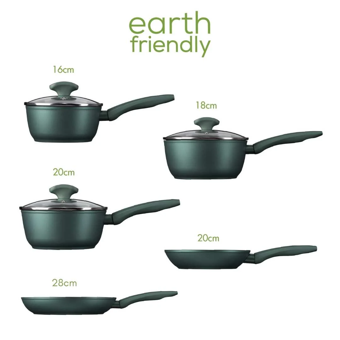 Earth Friendly: Non-Stick Induction Saucepan & Frying Pan Set - 5 Pieces - Image 8