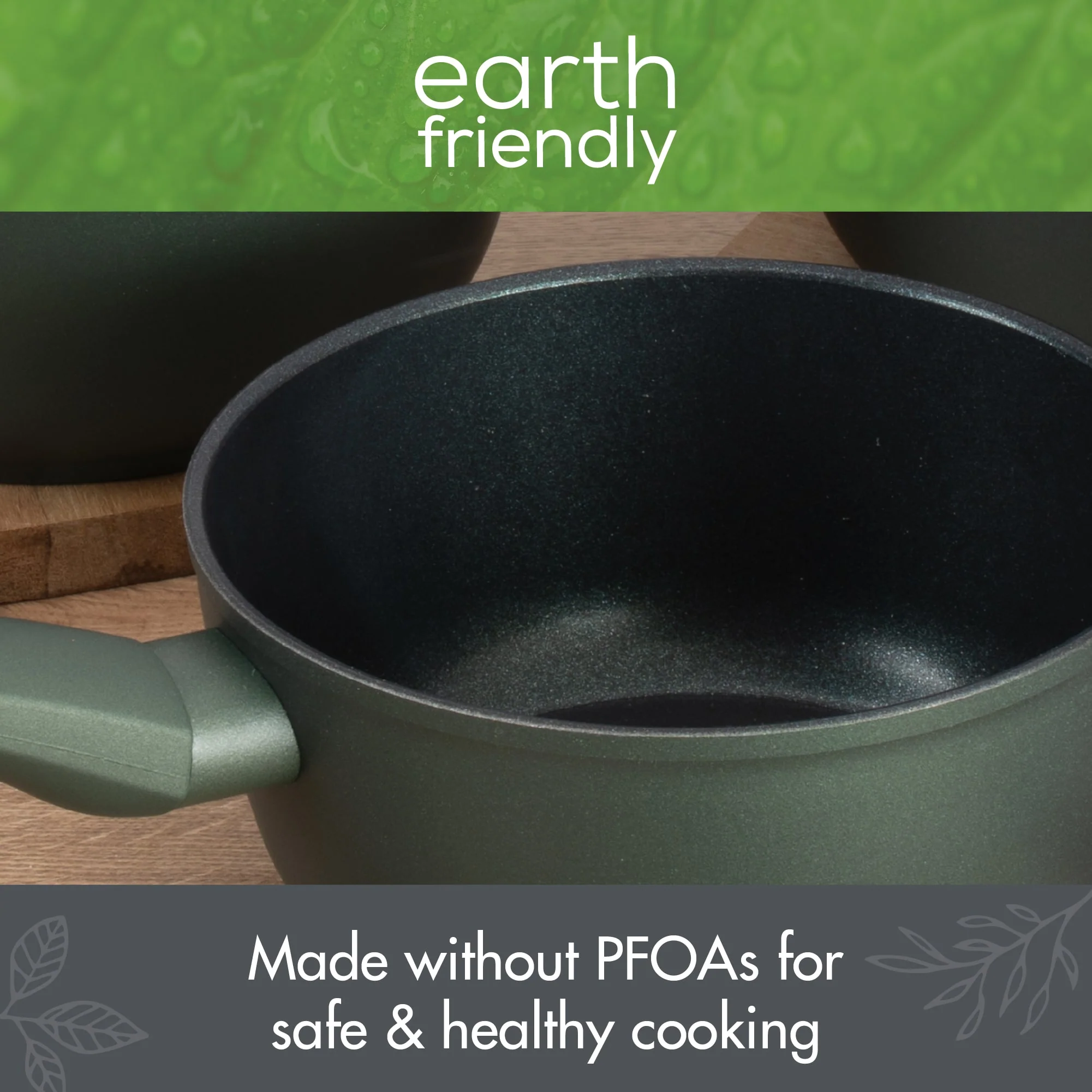 Earth Friendly: Non-Stick Induction Saucepan & Lid Set - 3 Pieces - Image 6