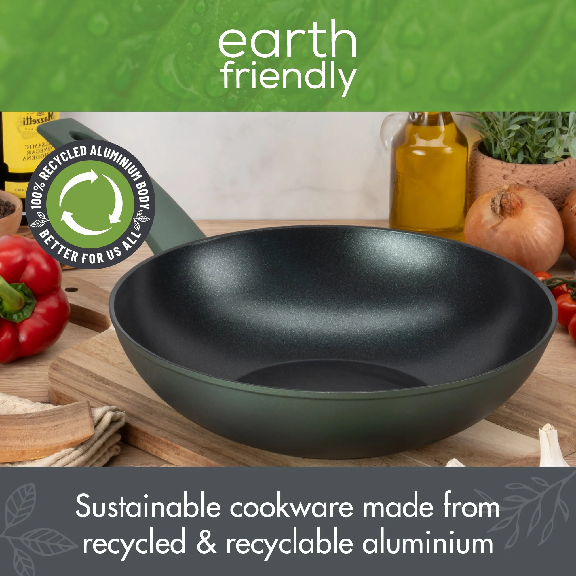 Earth Friendly: Non-Stick Induction Frying Pan, Saucepan & Stockpot Set - 5 Pieces - Image 7