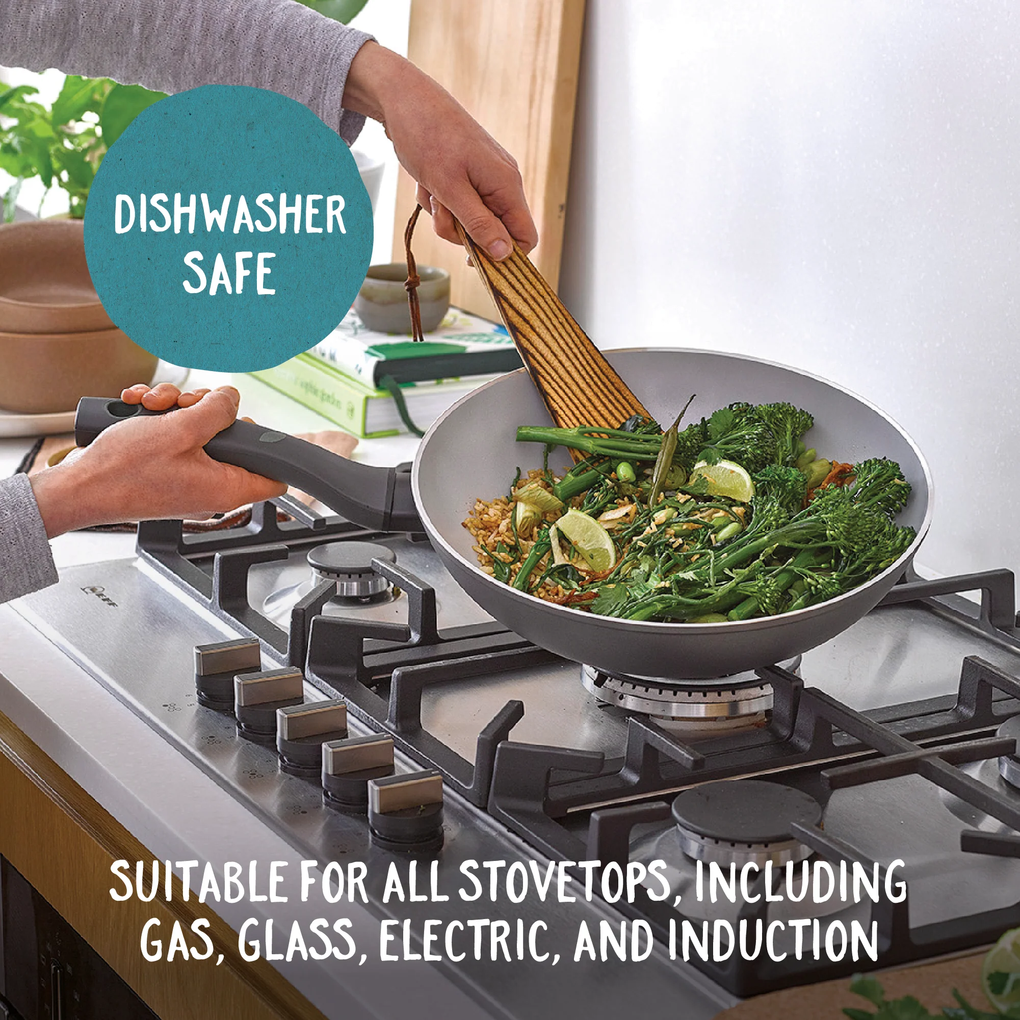 Earth Pan: Ceramic Non-Stick Frying Pan with Lid - 28cm - Image 4