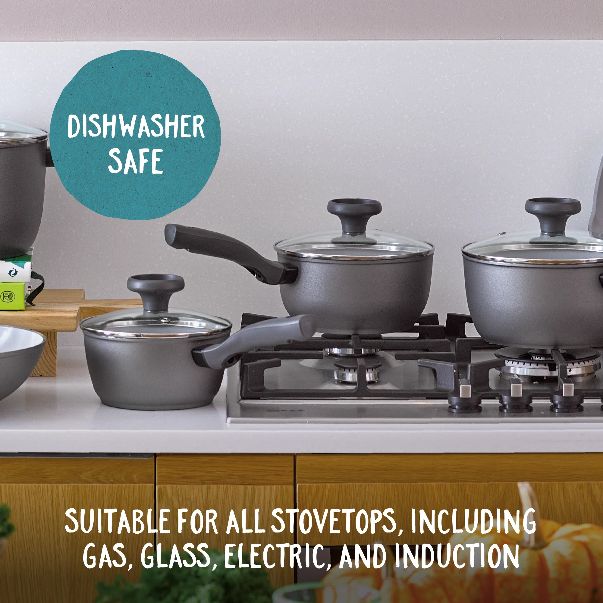 Earth Pan: Ceramic Non-Stick Saucepan Set - 3 Piece - Image 4