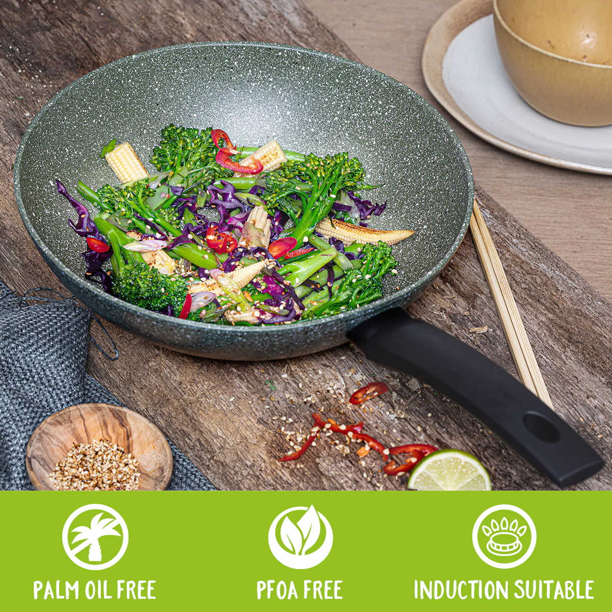 Eco Non-Stick Induction Wok - Large 28cm - Image 3