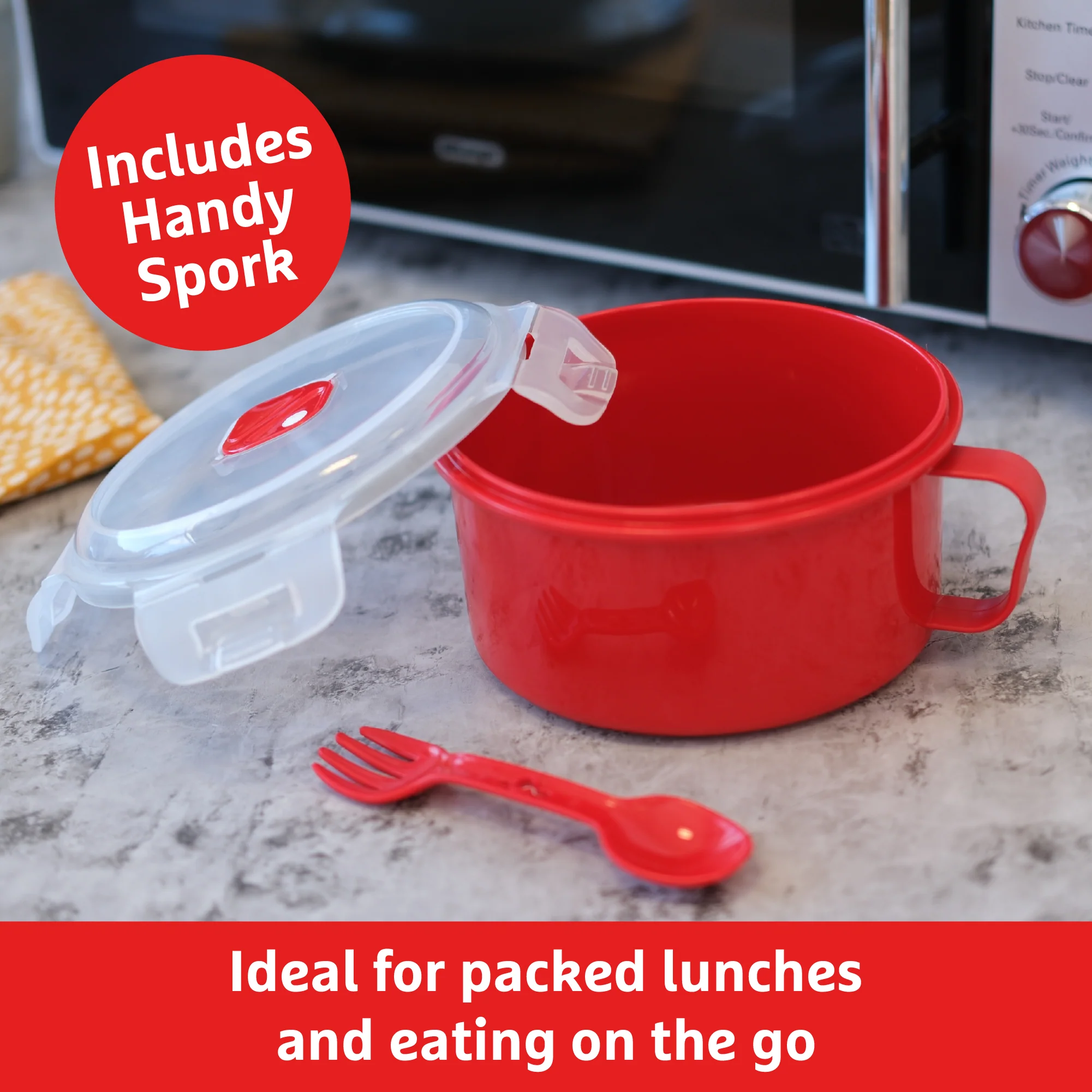 Good To Heat Microwave Bowl with Spork – BPA-Free, 900ml & Leakproof - Image 2