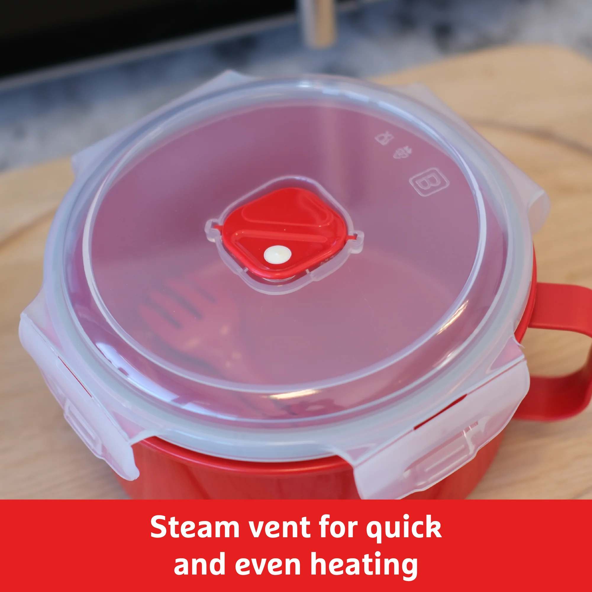 Good To Heat Microwave Bowl with Spork – BPA-Free, 900ml & Leakproof - Image 3