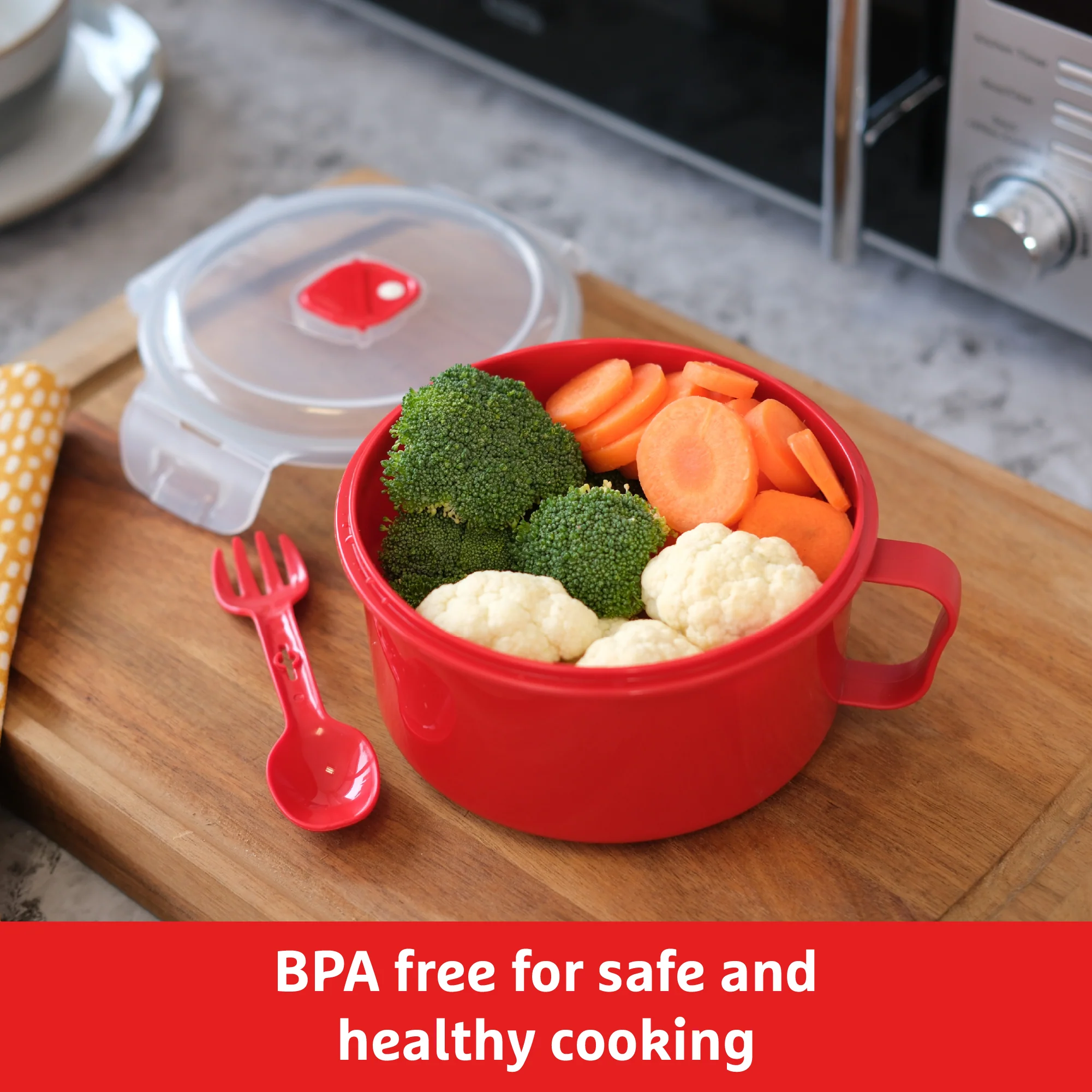 Good To Heat Microwave Bowl with Spork – BPA-Free, 900ml & Leakproof - Image 5