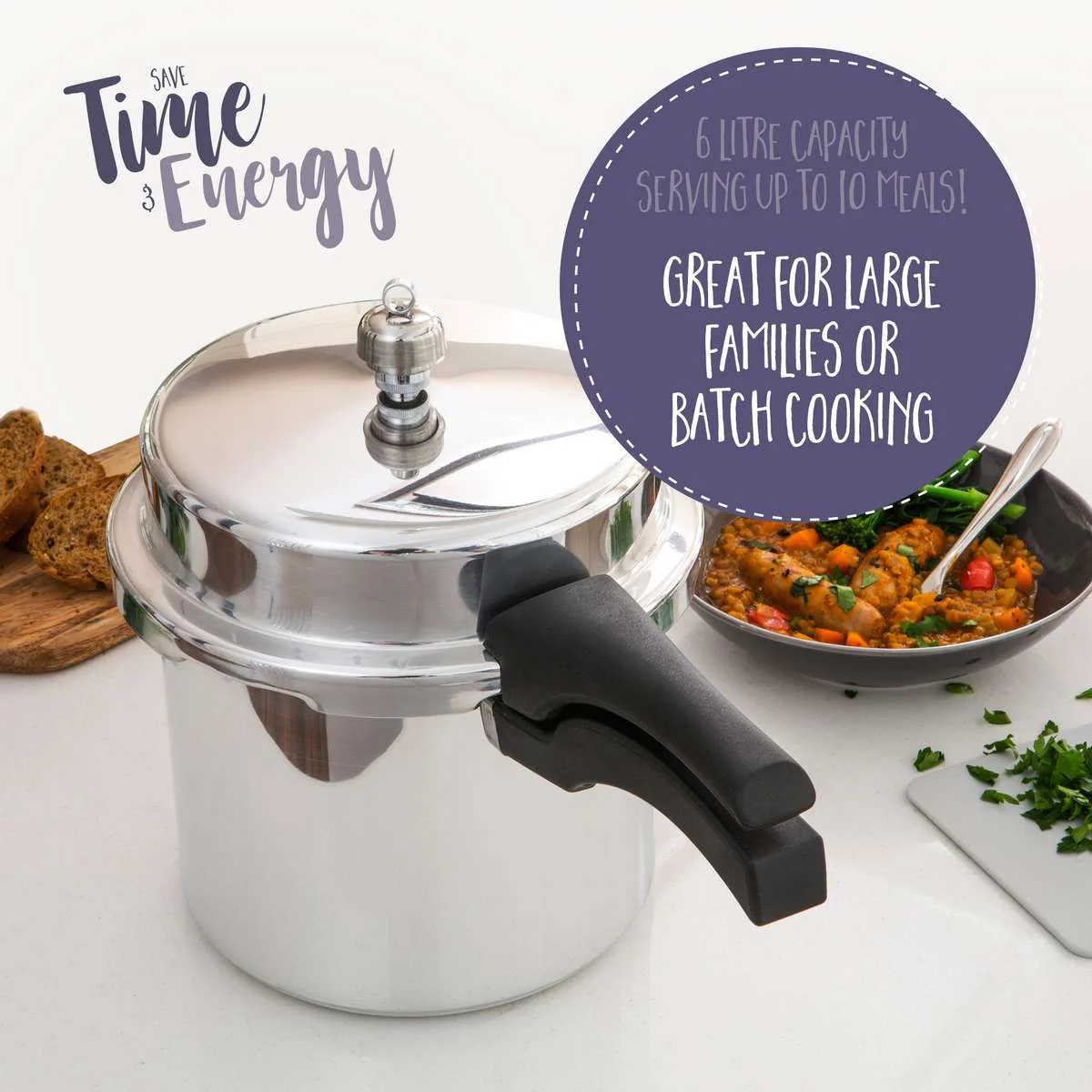 Iconic High Dome Aluminium Pressure Cooker - 6 Litre - Image 3