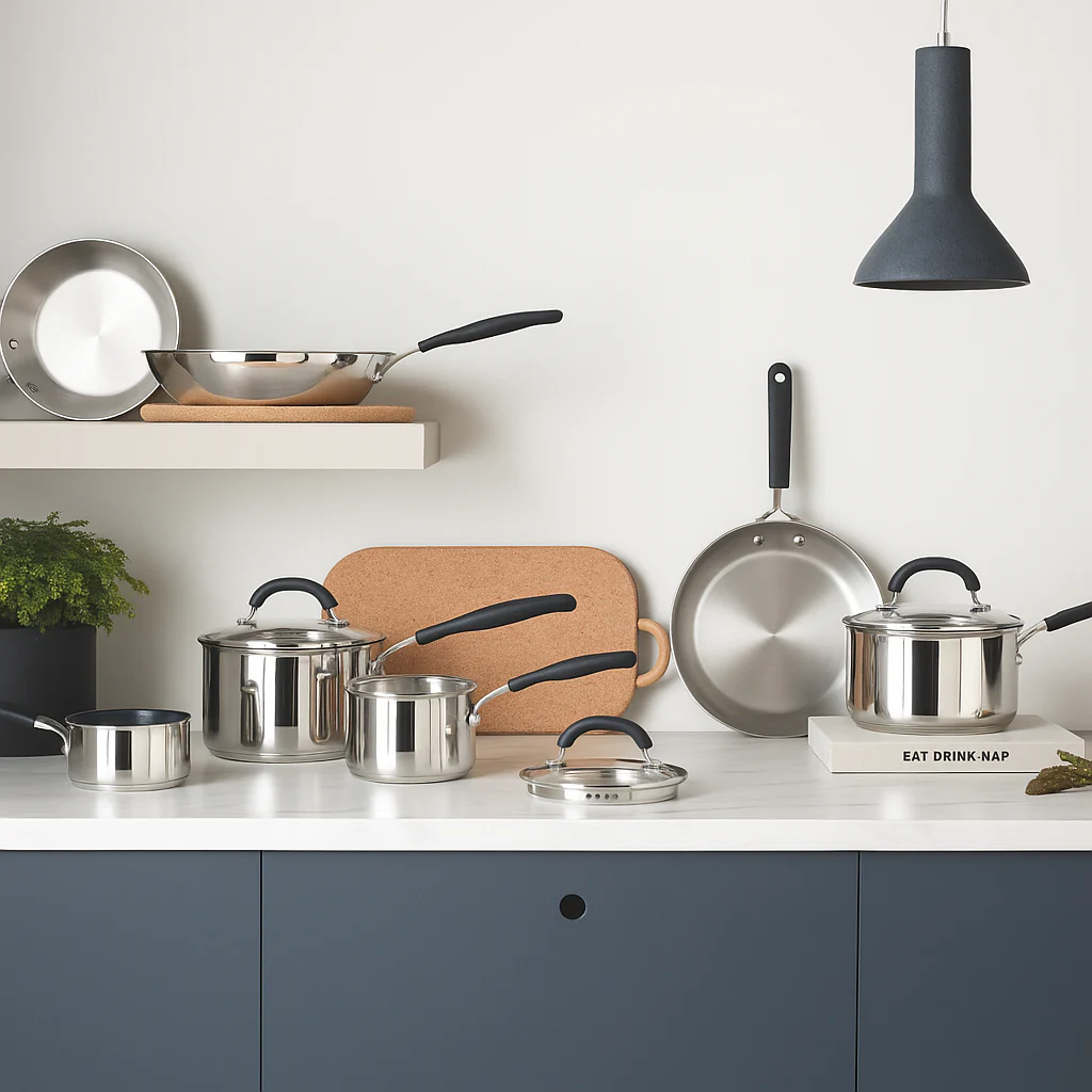 Made to Last: Stainless Steel Frying Pan and Saucepan Set - 5 Piece - Image 13