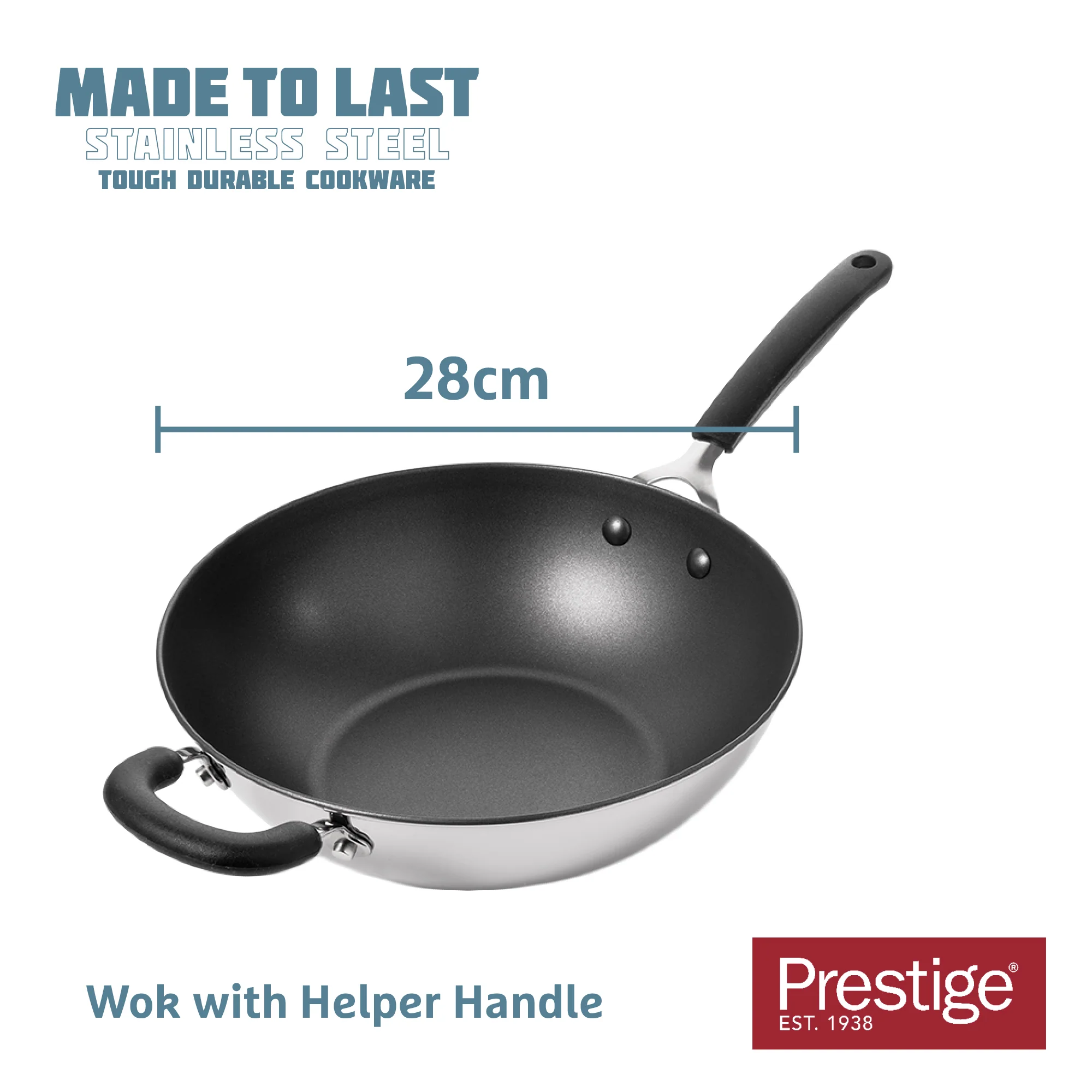 Made to Last: Stainless Steel Non-Stick Wok & Helper Handle - 29cm - Image 7
