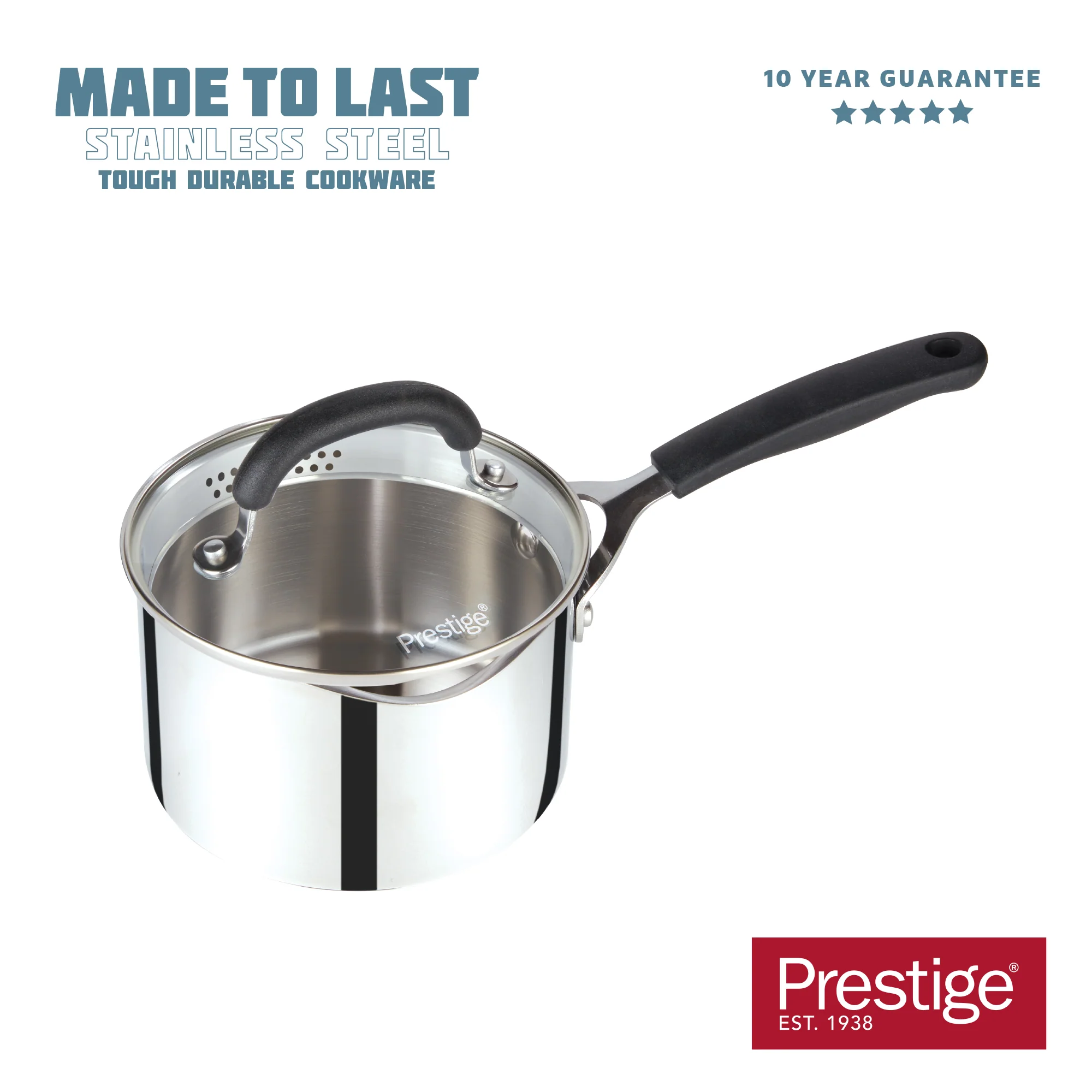 Made to Last: Stainless Steel Saucepan & Straining Lid - 3 Piece Set - Image 6