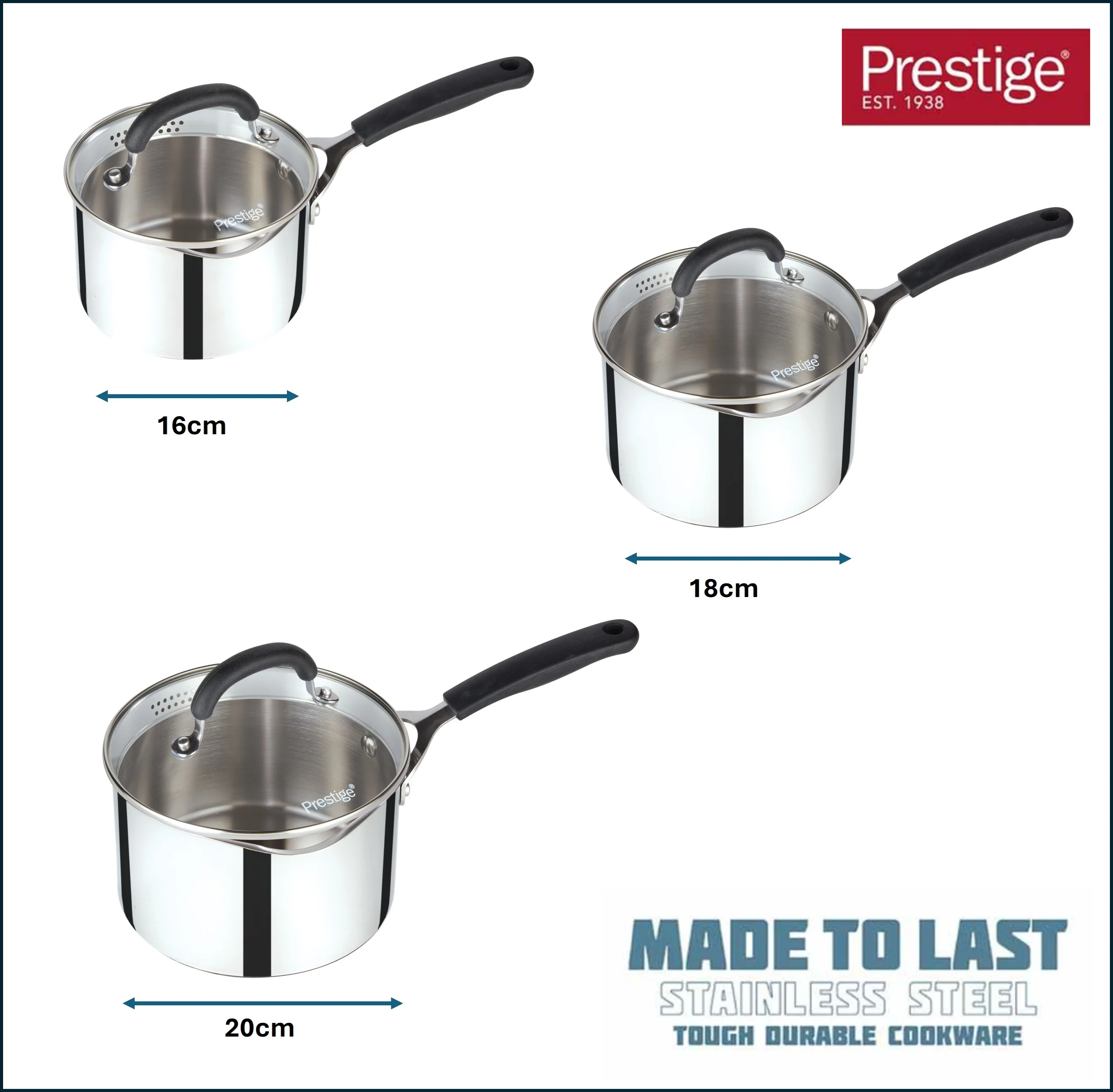 Made to Last: Stainless Steel Saucepan & Straining Lid - 3 Piece Set - Image 8