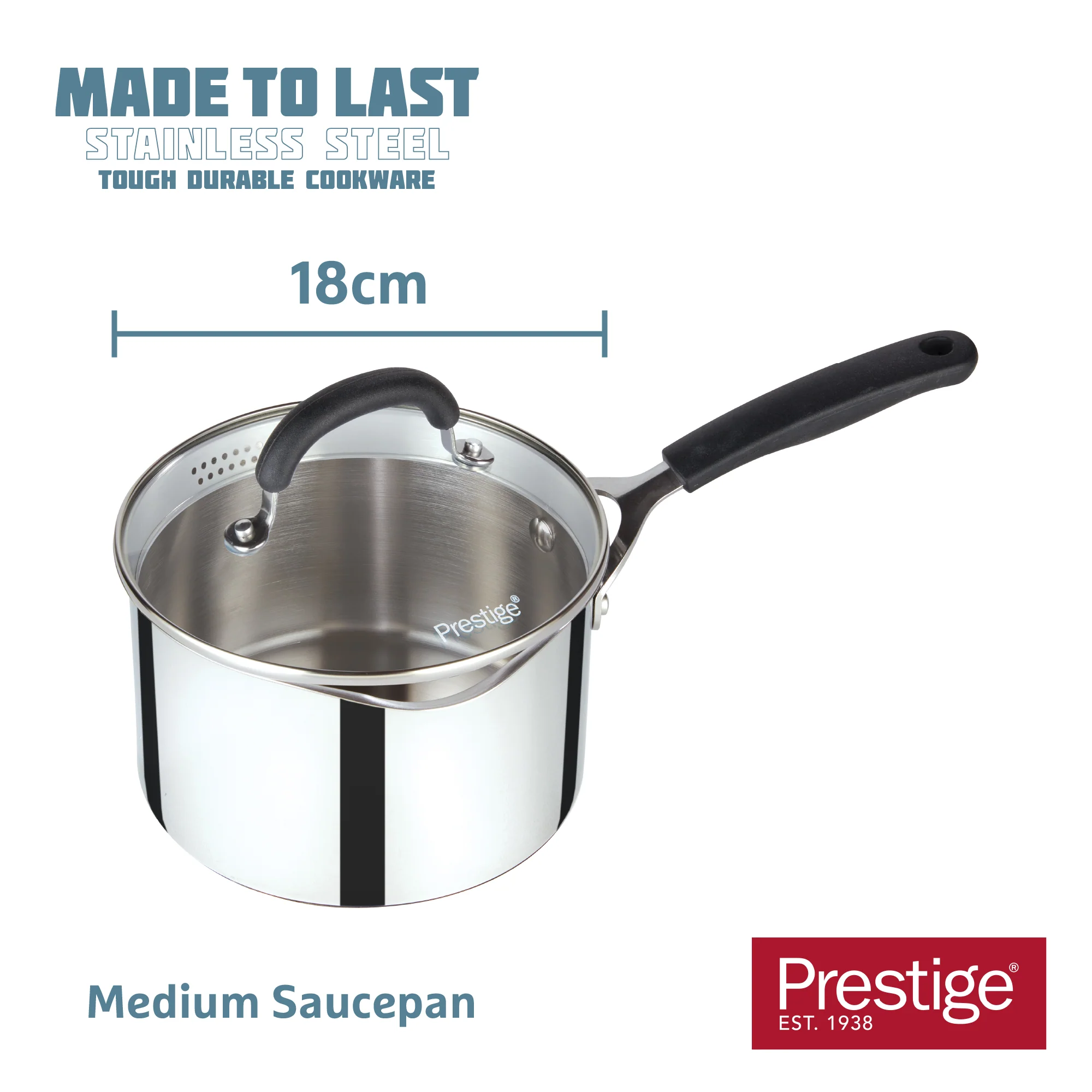 Made to Last: Stainless Steel Saucepan & Straining Lid - 3 Sizes: 16cm, 18cm and 20cm - Image 10