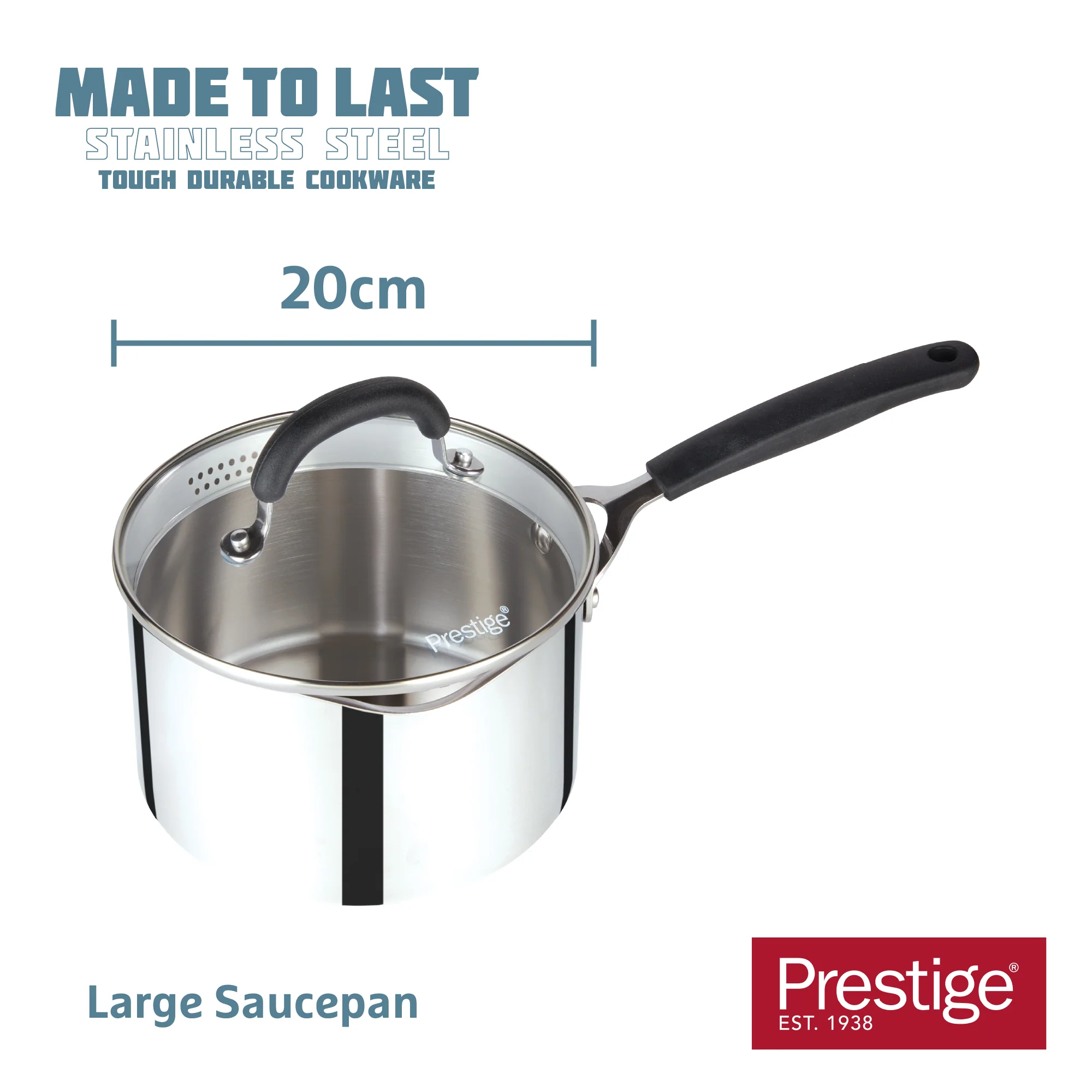 Made to Last: Stainless Steel Saucepan & Straining Lid - 3 Sizes: 16cm, 18cm and 20cm - Image 11
