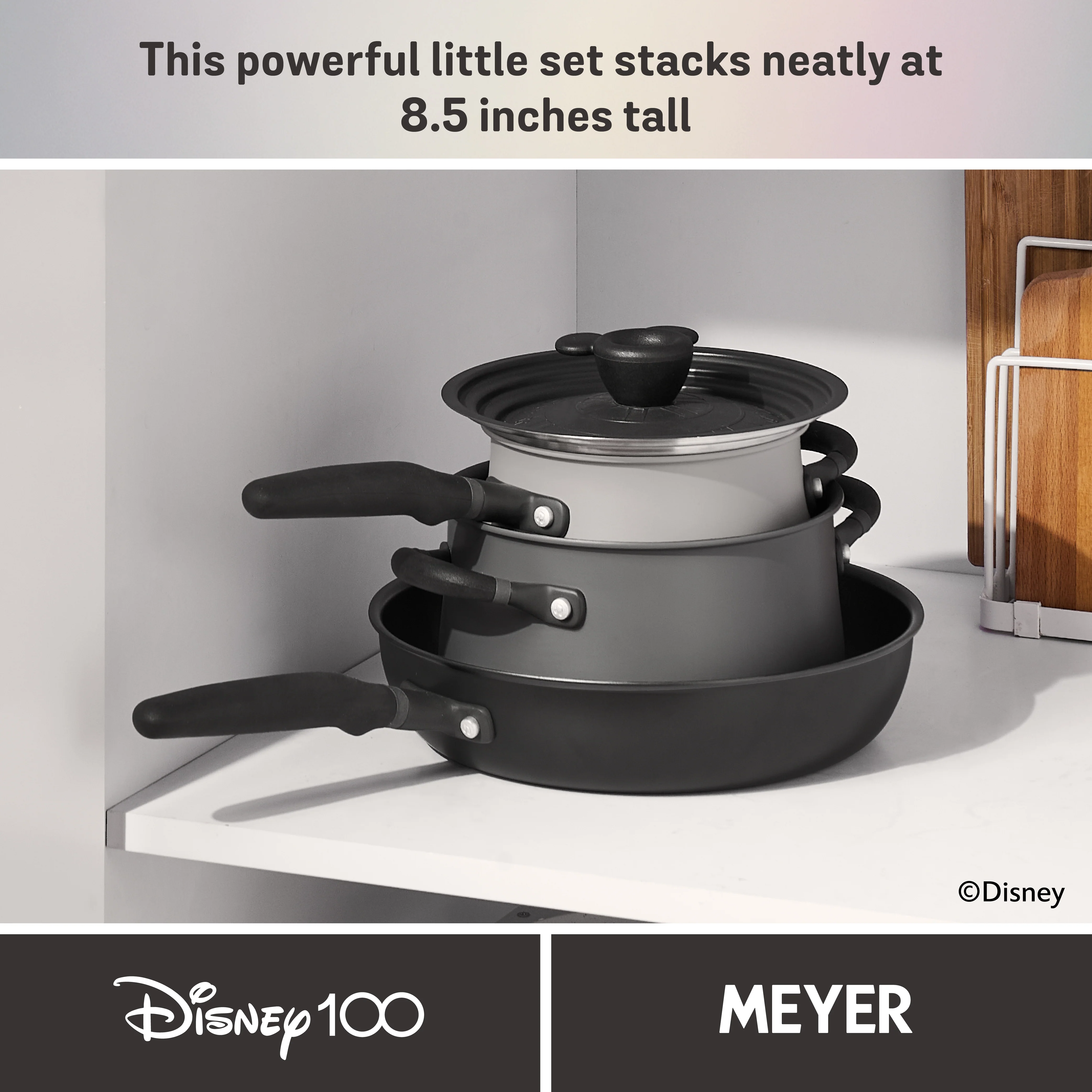 Disney 100 Anniversary Steamboat Willie Stackable Non-Stick Pan Set - 4 Pieces - Image 5