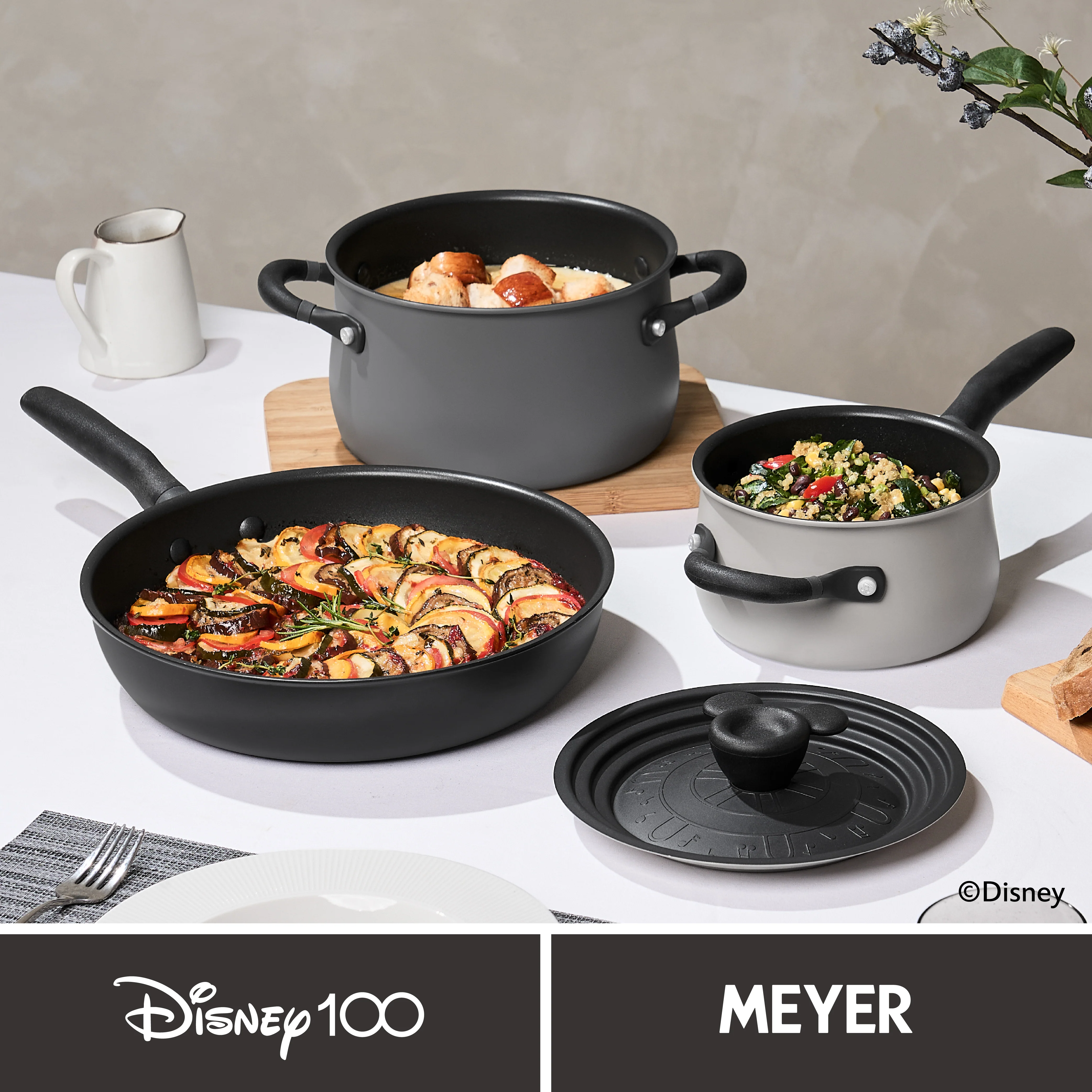 Disney 100 Anniversary Steamboat Willie Stackable Non-Stick Pan Set - 4 Pieces - Image 6