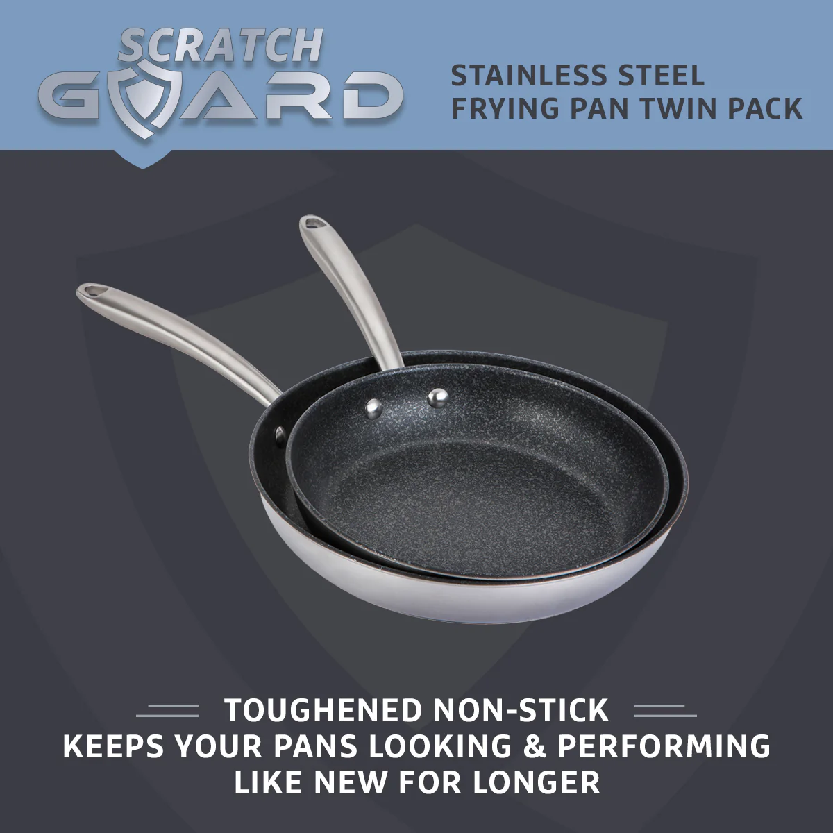 Scratch Guard: Stainless Steel Non-Stick Induction Frying Pans - Twin Pack - Image 3